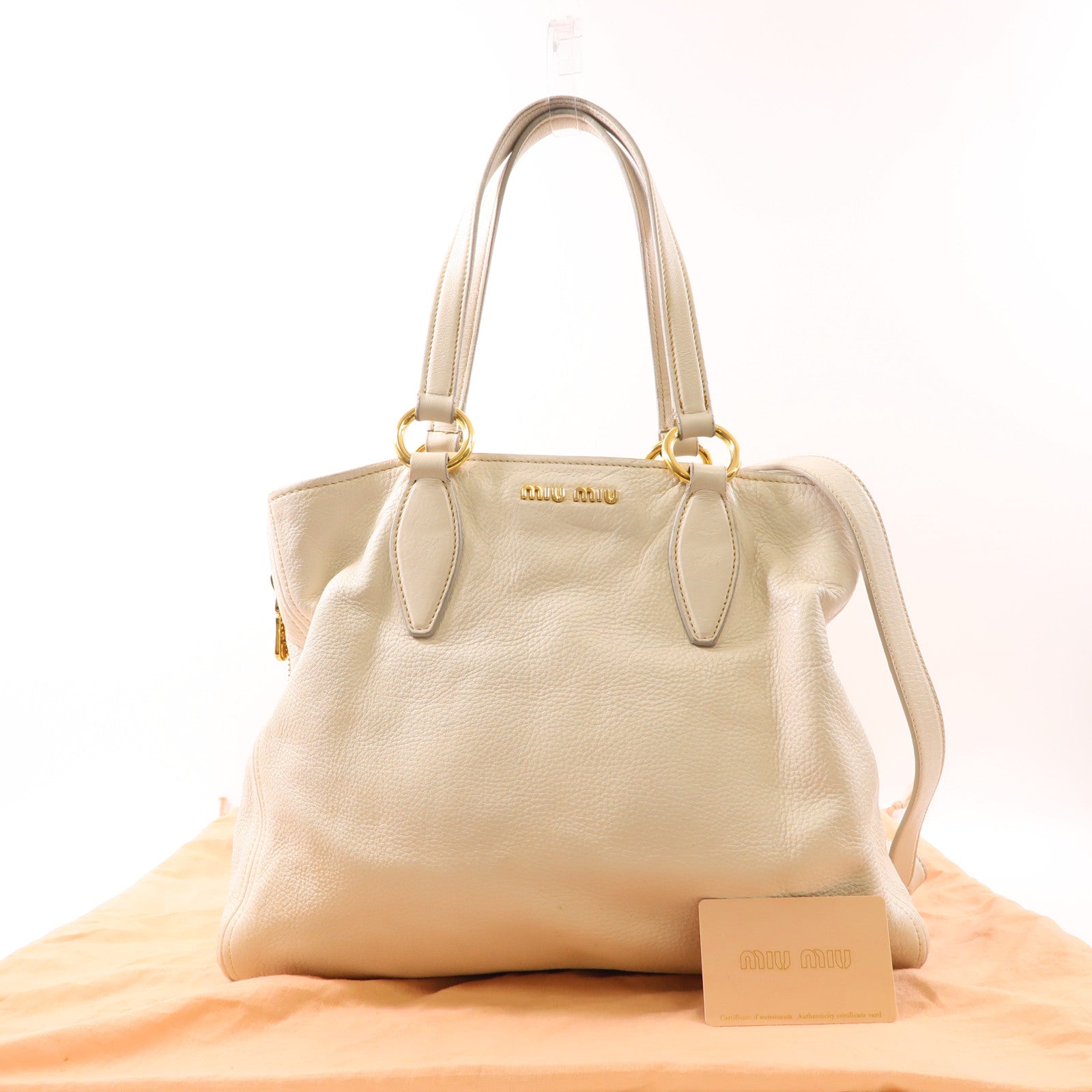Miu Miu 牛皮皮革2 Way Shoulder金扣手挽肩背兩用袋