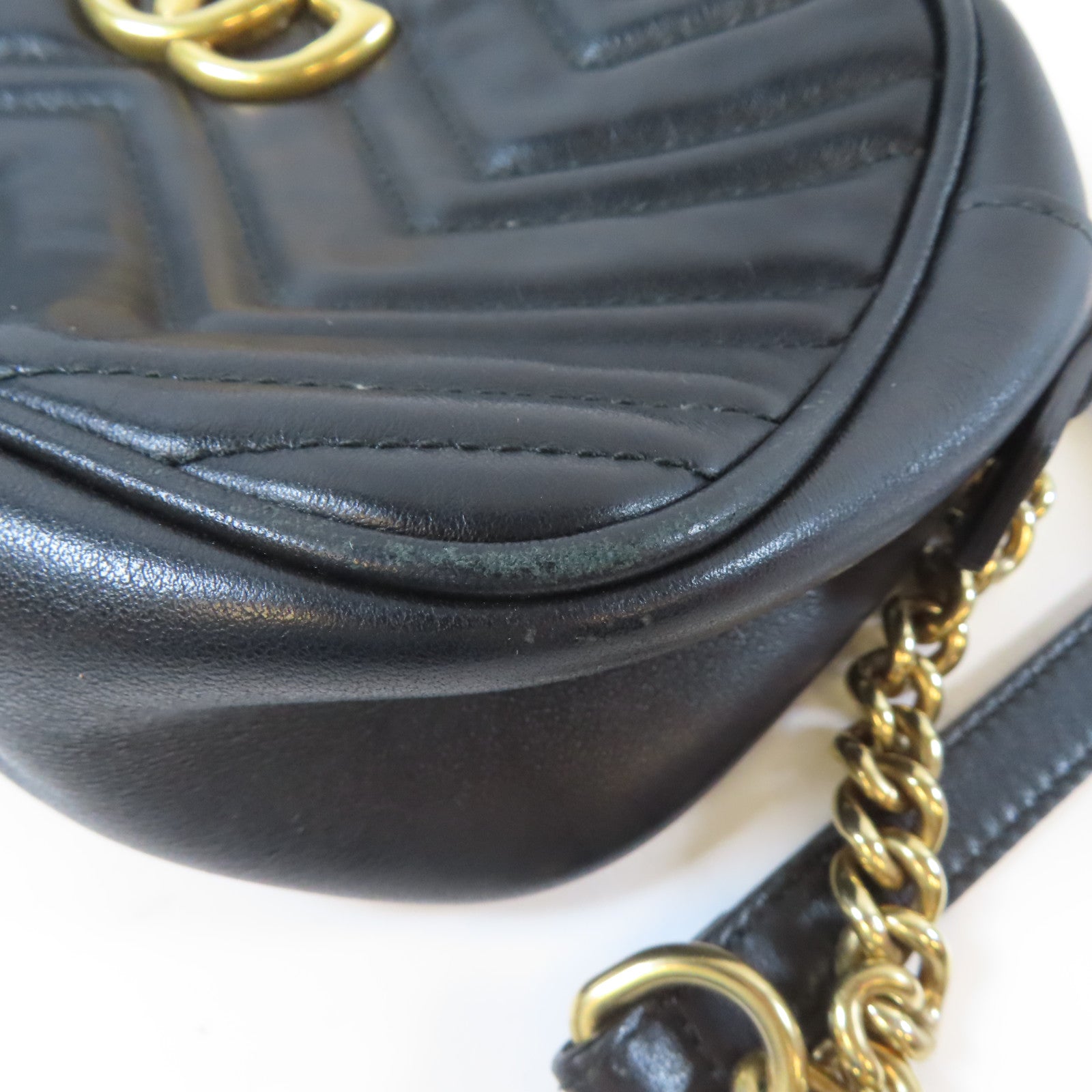 GUCCI 牛皮皮革GG Marmont金扣肩背袋黑色