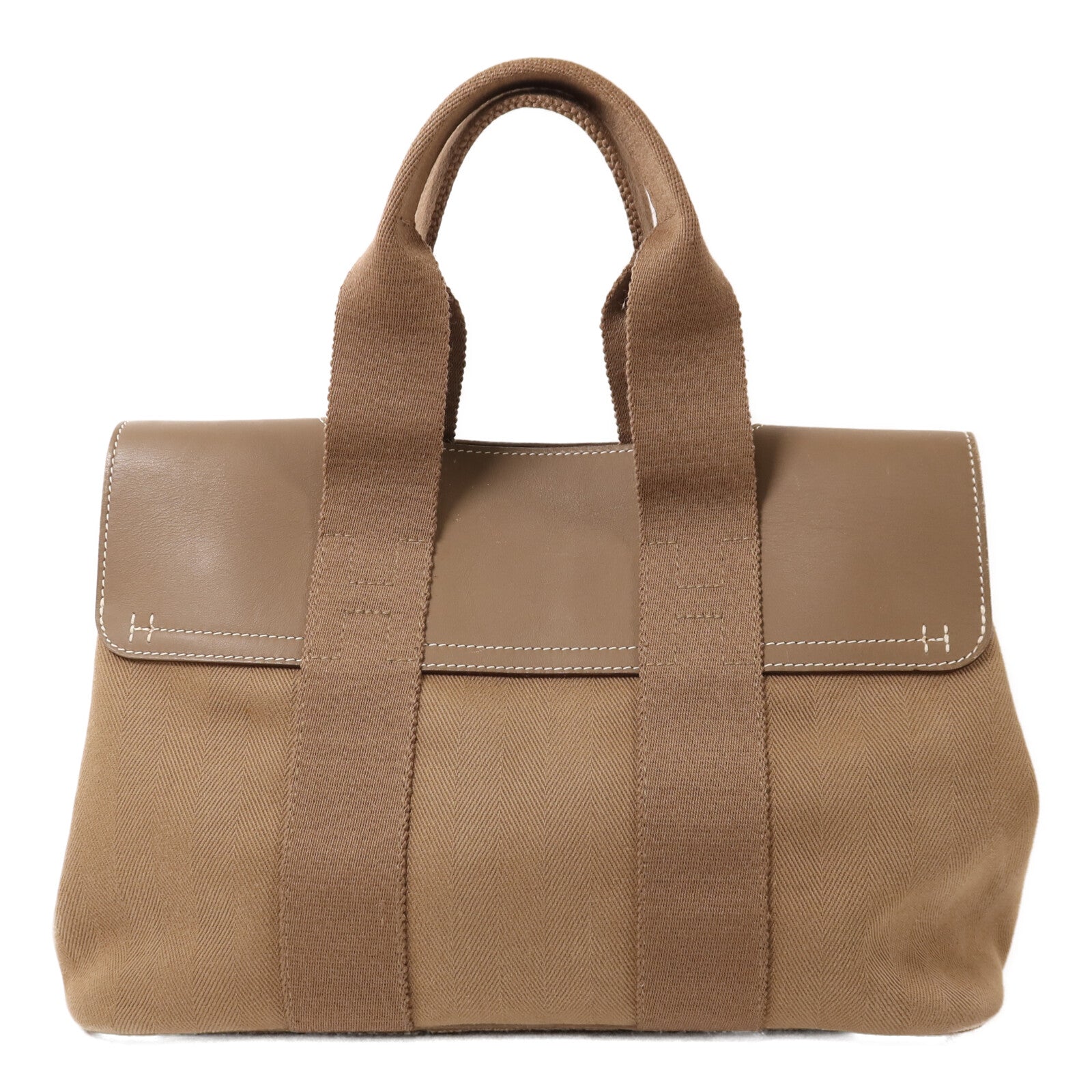 HERMES 帆布Valparaiso PM銀扣手挽袋Etoupe