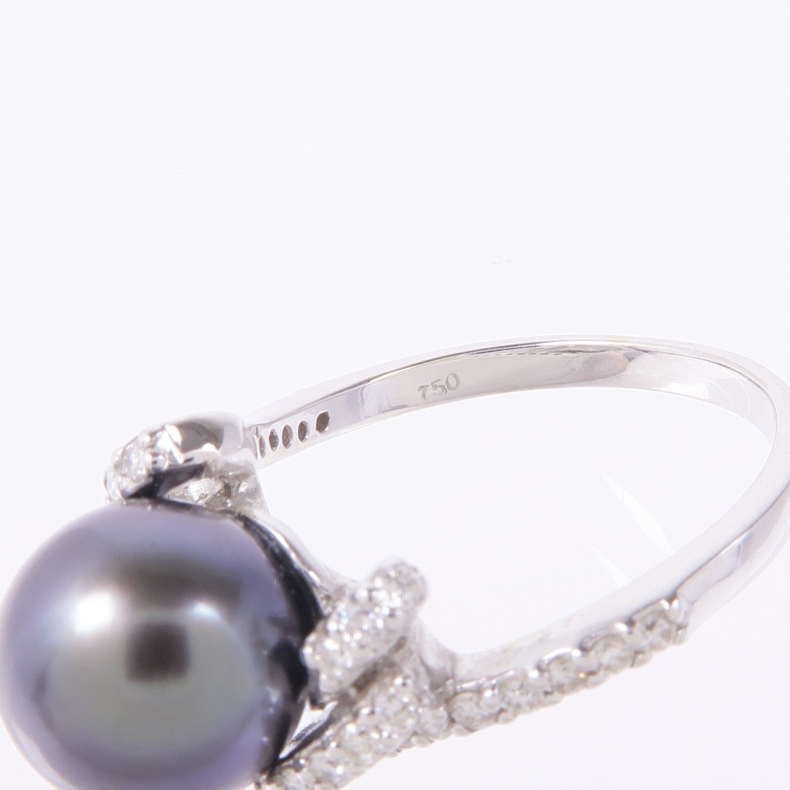 JEWELRY 18K白金Pearl Ring珍珠/鑽石戒指US#6