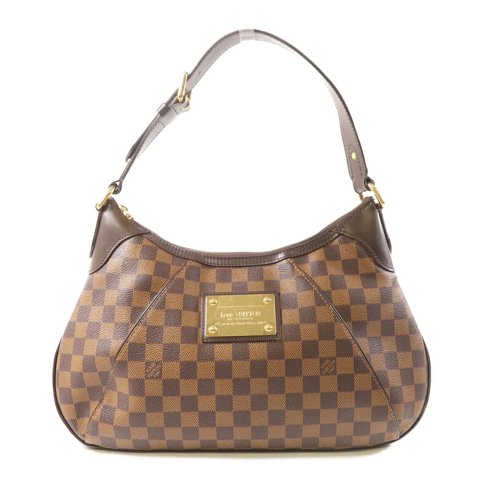 LOUIS VUITTON Damier Ebene Thames PM金扣肩背袋啡色