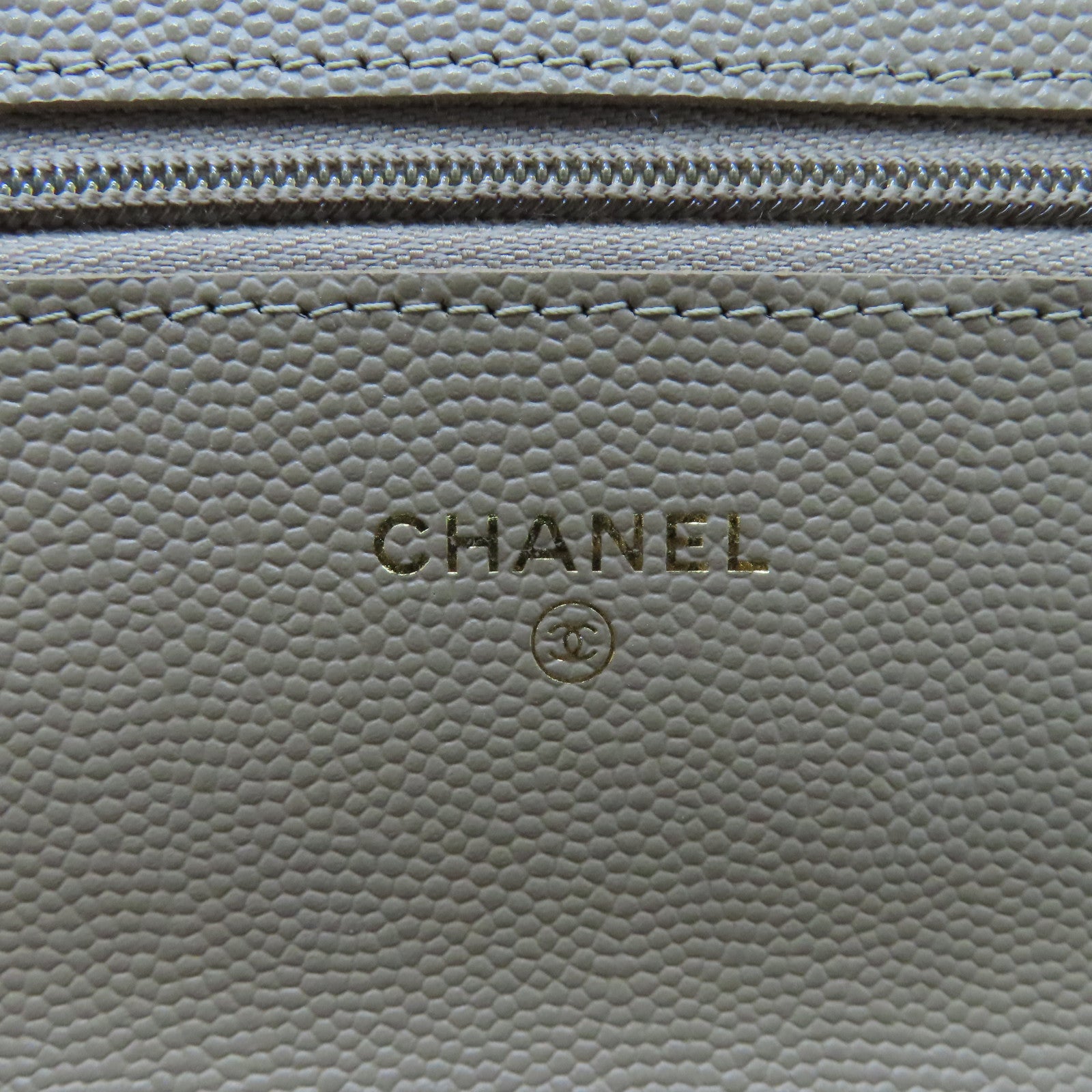 CHANEL 菱格羊皮皮革Wallet On Chain金扣鏈帶肩背袋米色
