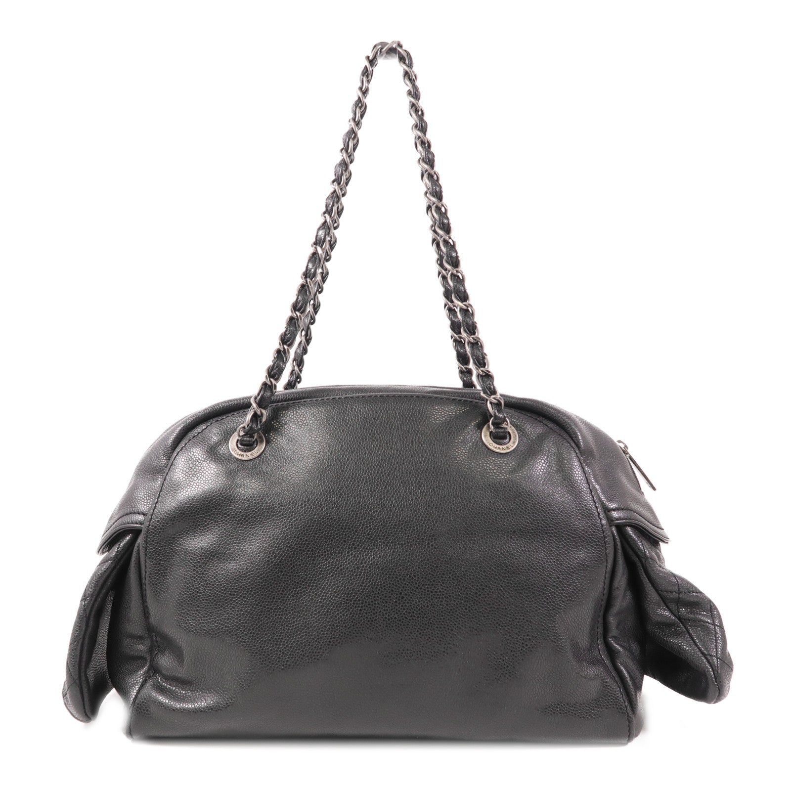 CHANEL CC SHW Chain Shoulder Bag Calfskin Leather Black
