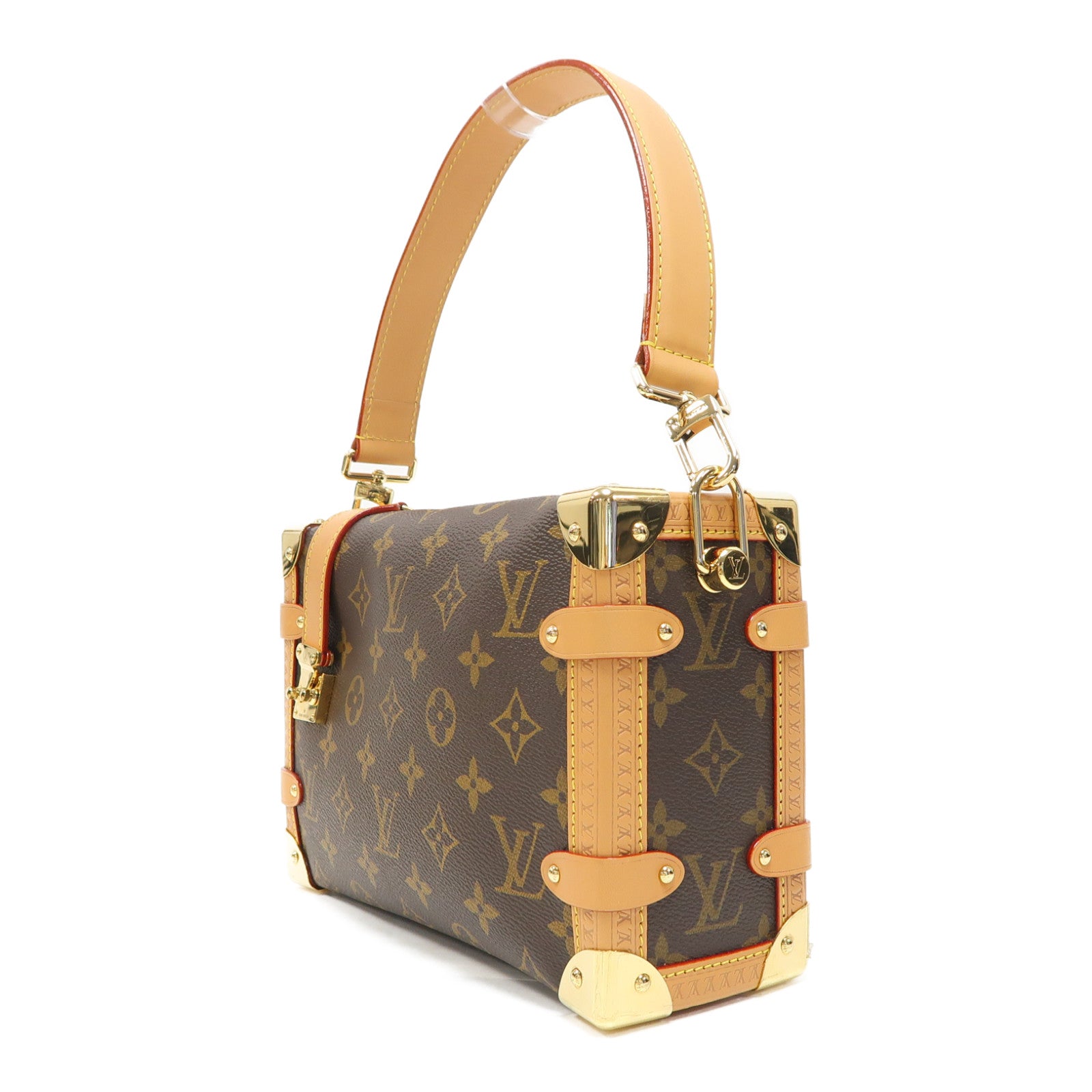 LOUIS VUITTON Monogram Side Trunk MM金扣手挽肩背兩用袋啡色