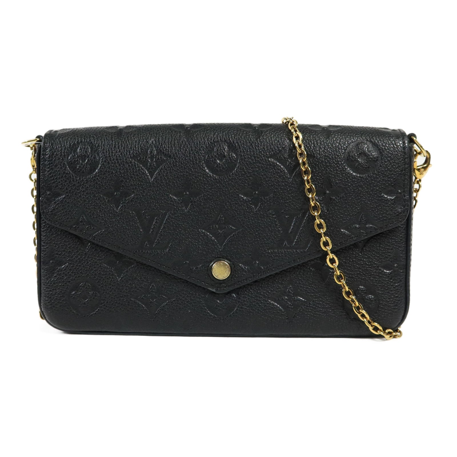 LOUIS VUITTON Monogram Empreinte Felicie Pochette 金扣鏈帶肩背袋