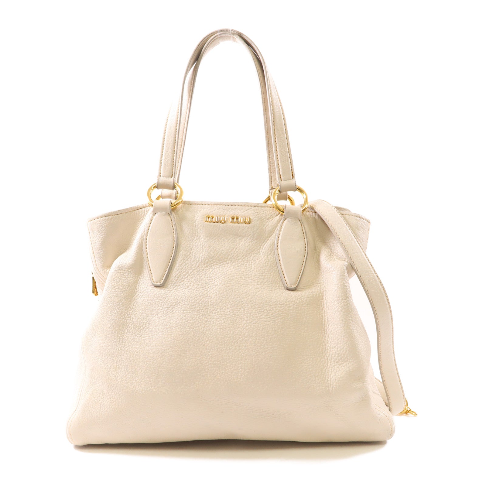 Miu Miu 牛皮皮革2 Way Shoulder金扣手挽肩背兩用袋