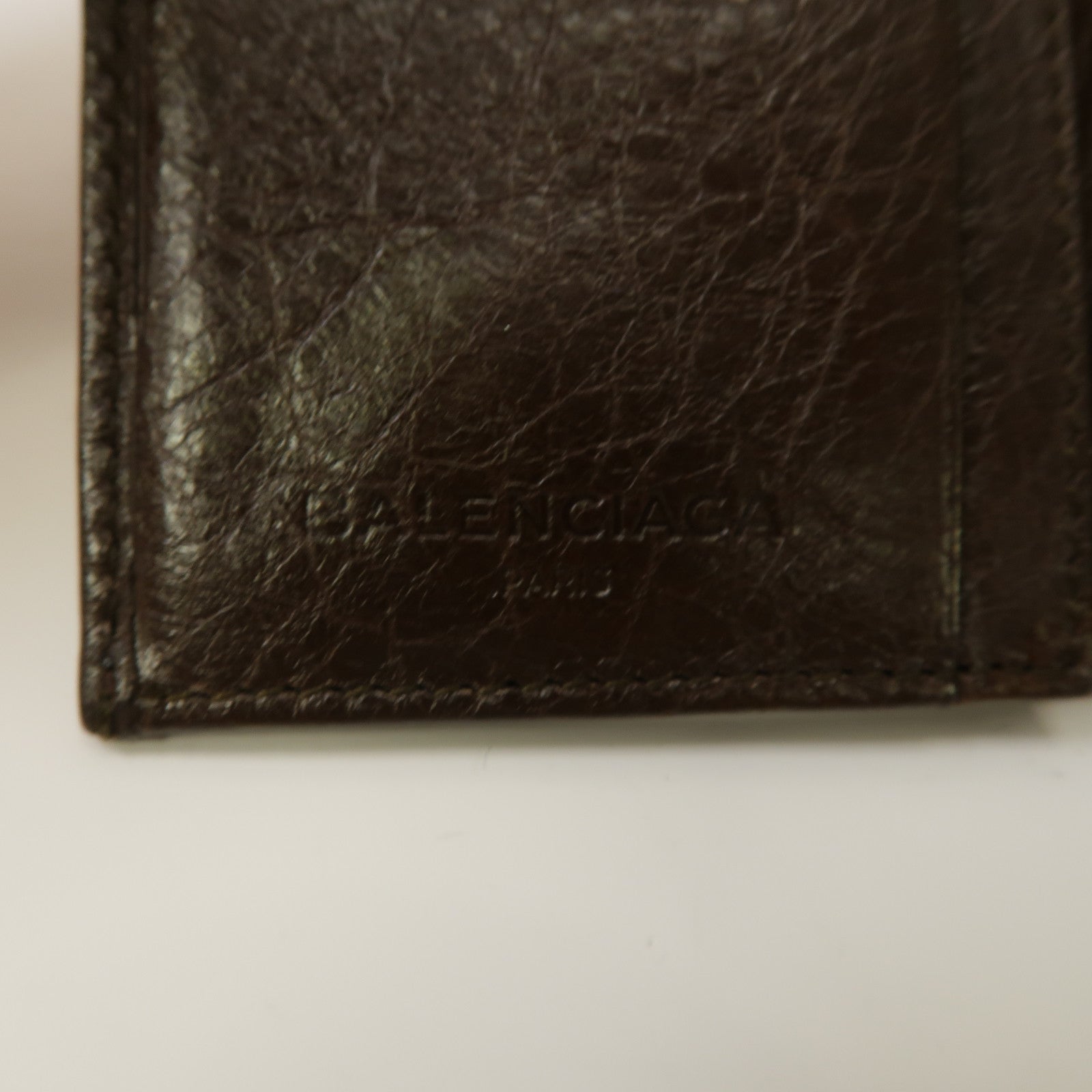 BALENCIAGA 牛皮皮革Card Holder銀扣卡片套啡色