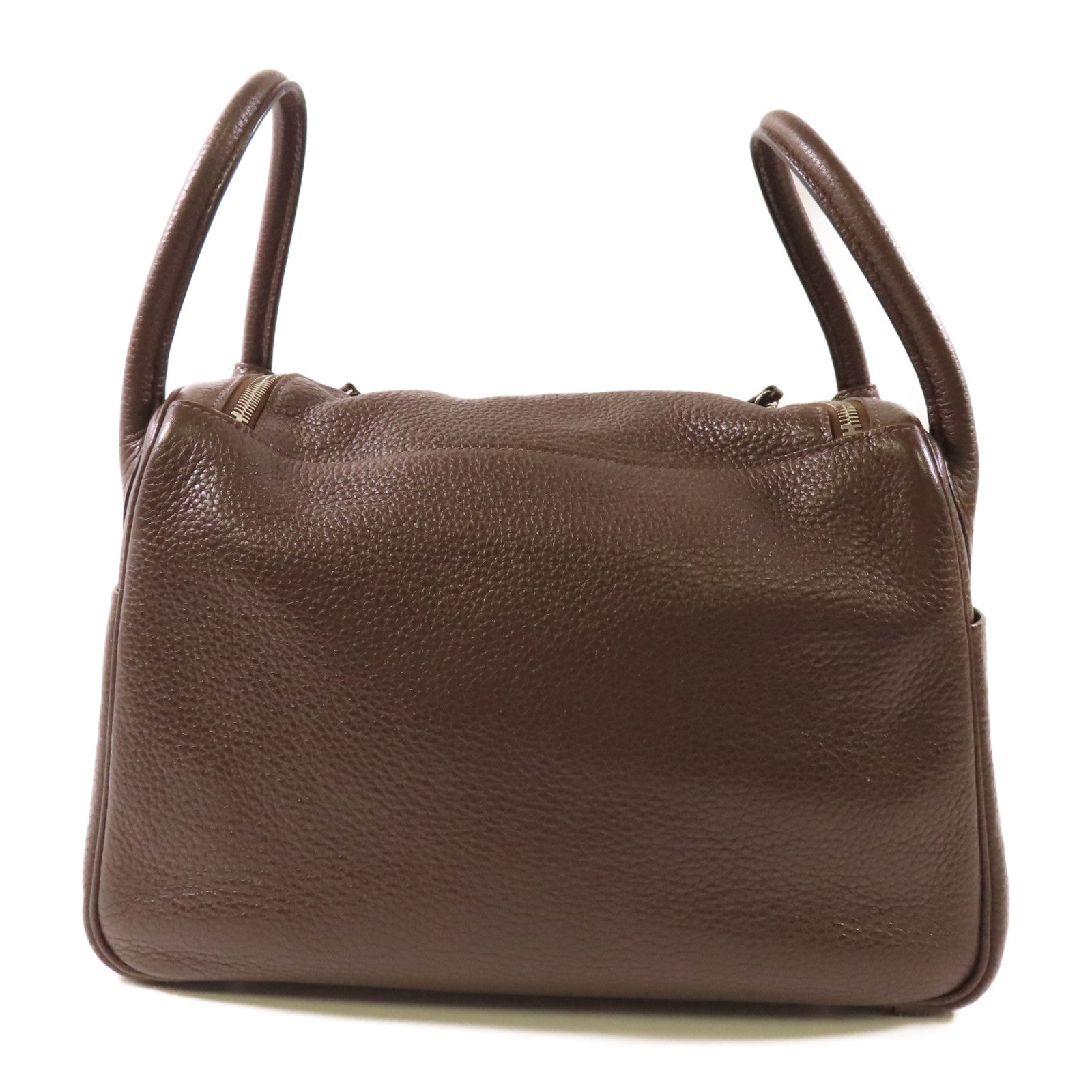 HERMES Clemence皮革Lindy 30銀扣肩背袋Cafe