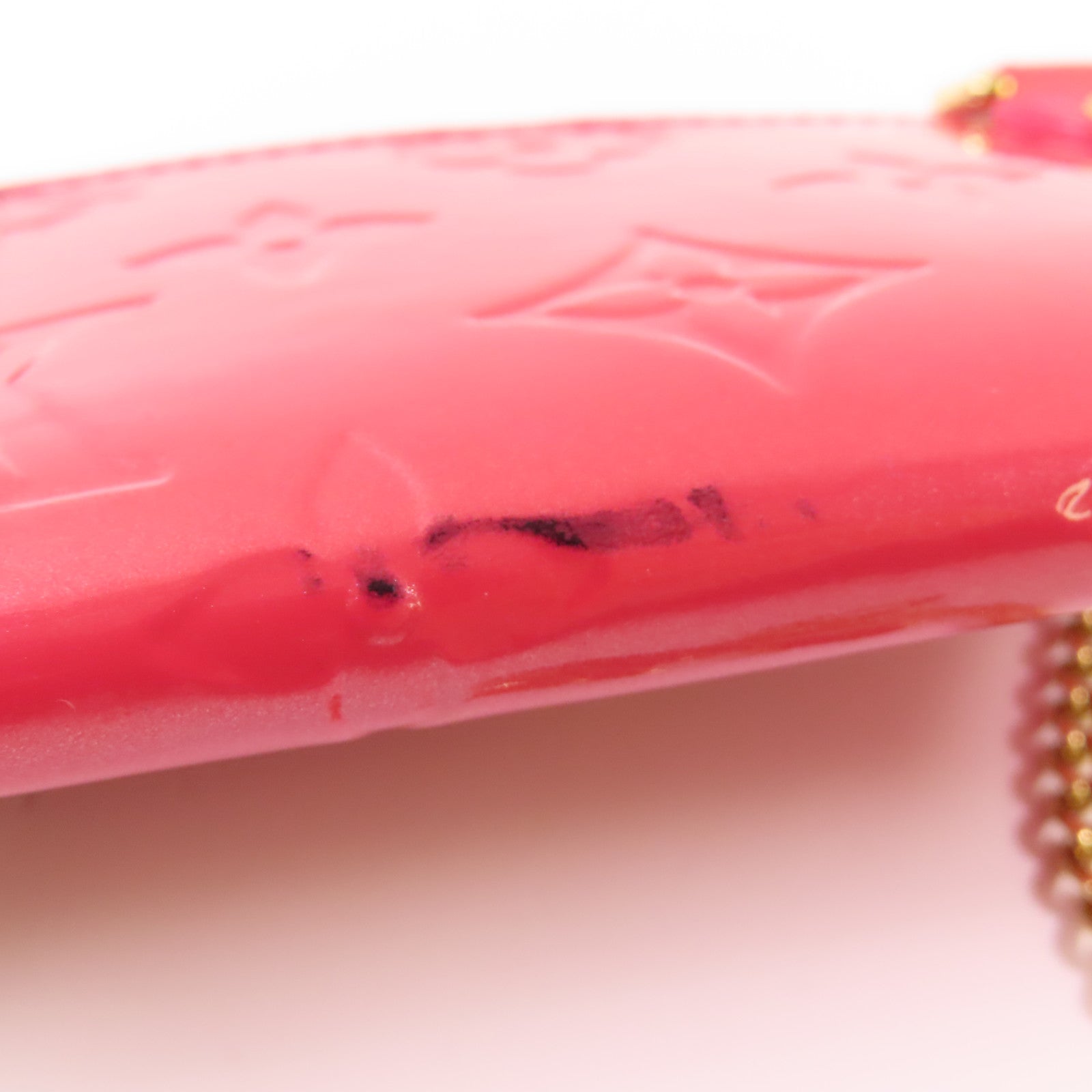 LOUIS VUITTON Vernis Card Case金扣卡片套粉紅色