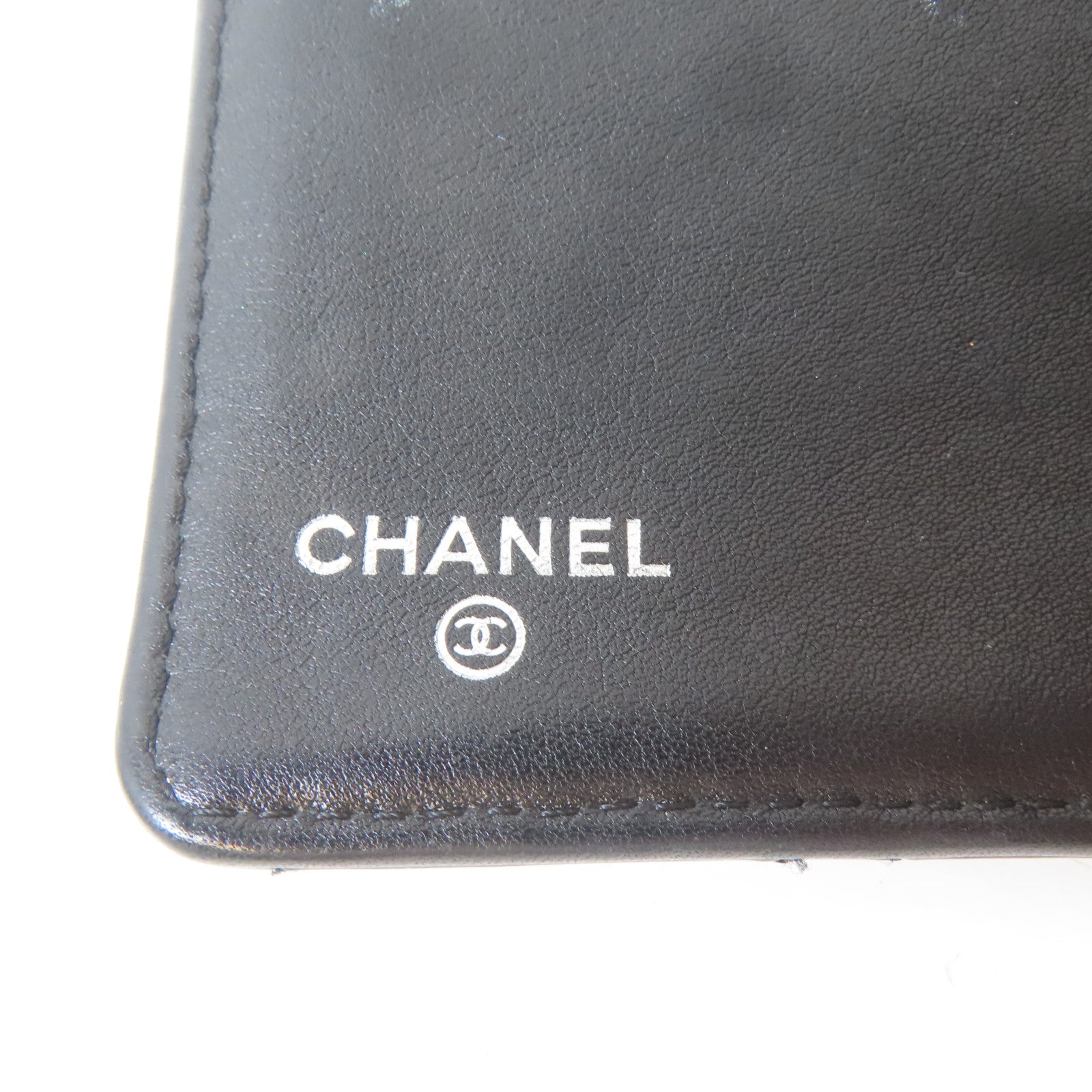 CHANEL 菱格漆皮皮革Long Wallet銀扣長錢包黑色