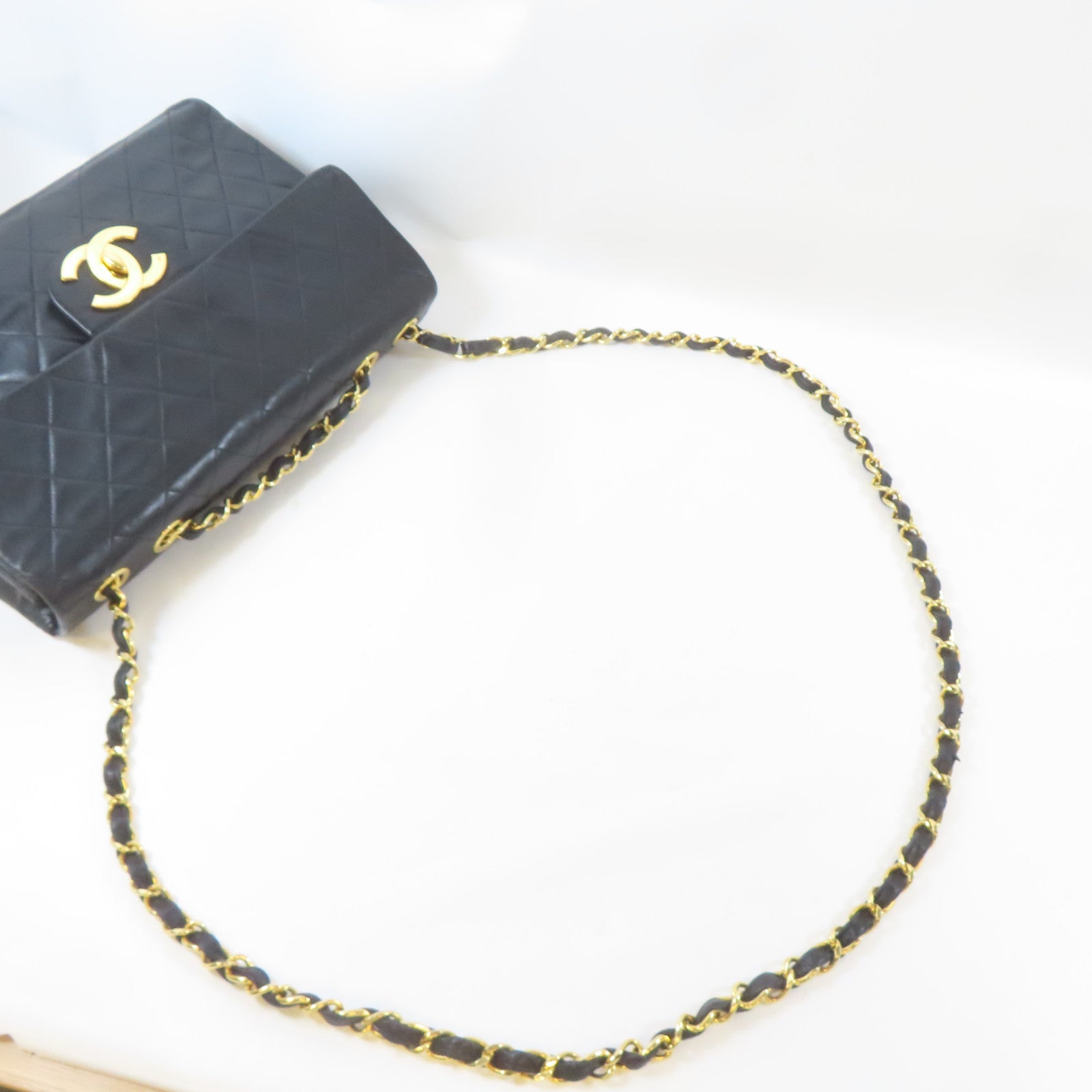 CHANEL 【激減優惠】菱格牛皮皮革Vintage Classic Flap Bag金扣鏈帶肩背袋黑色
