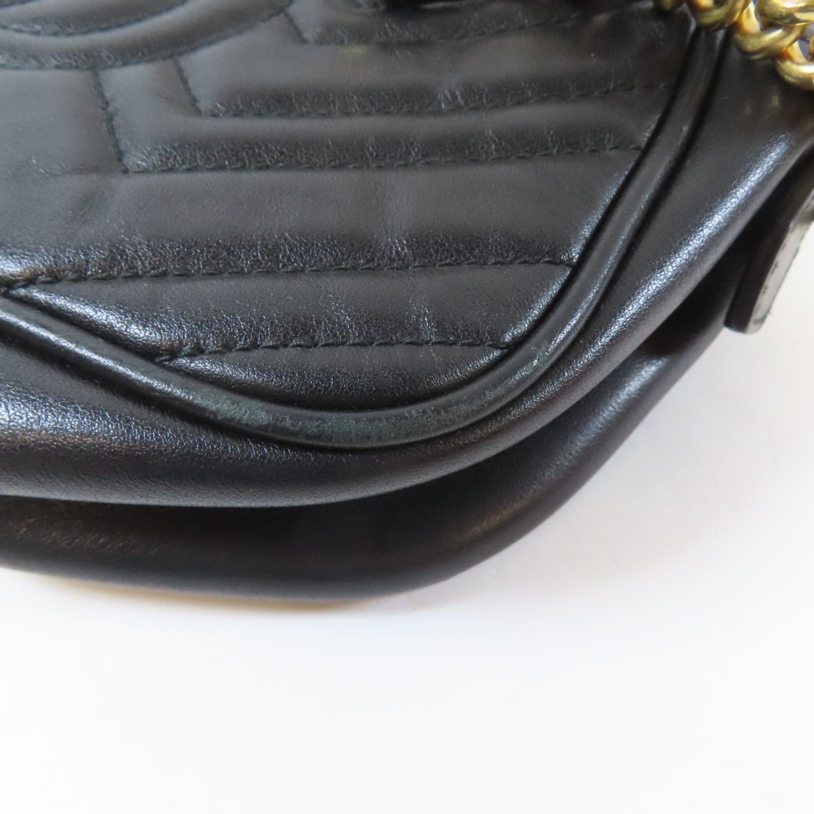 GUCCI 牛皮皮革GG Marmont金扣肩背袋黑色