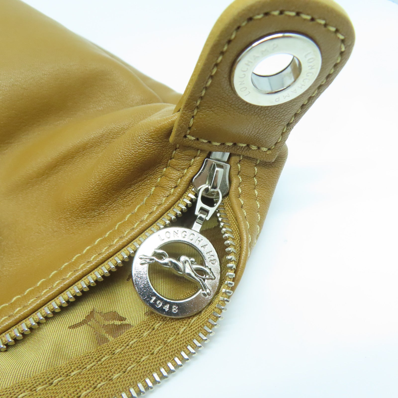 Longchamp 【激減優惠】牛皮皮革2 Way Shoulder Bag銀扣手挽肩背兩用袋啡色