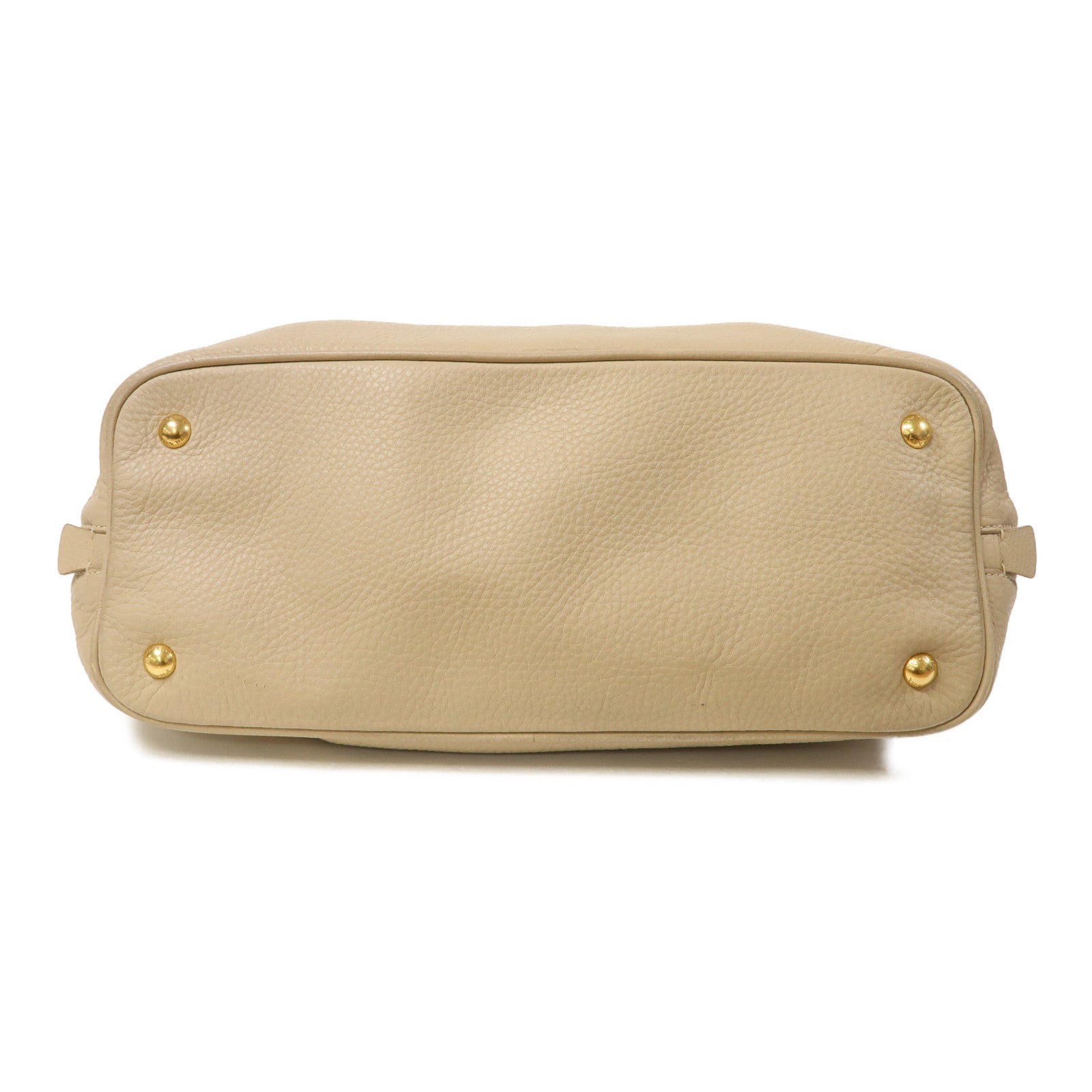 PRADA 皮革2 Way Shoulder金扣手挽肩背兩用袋米色