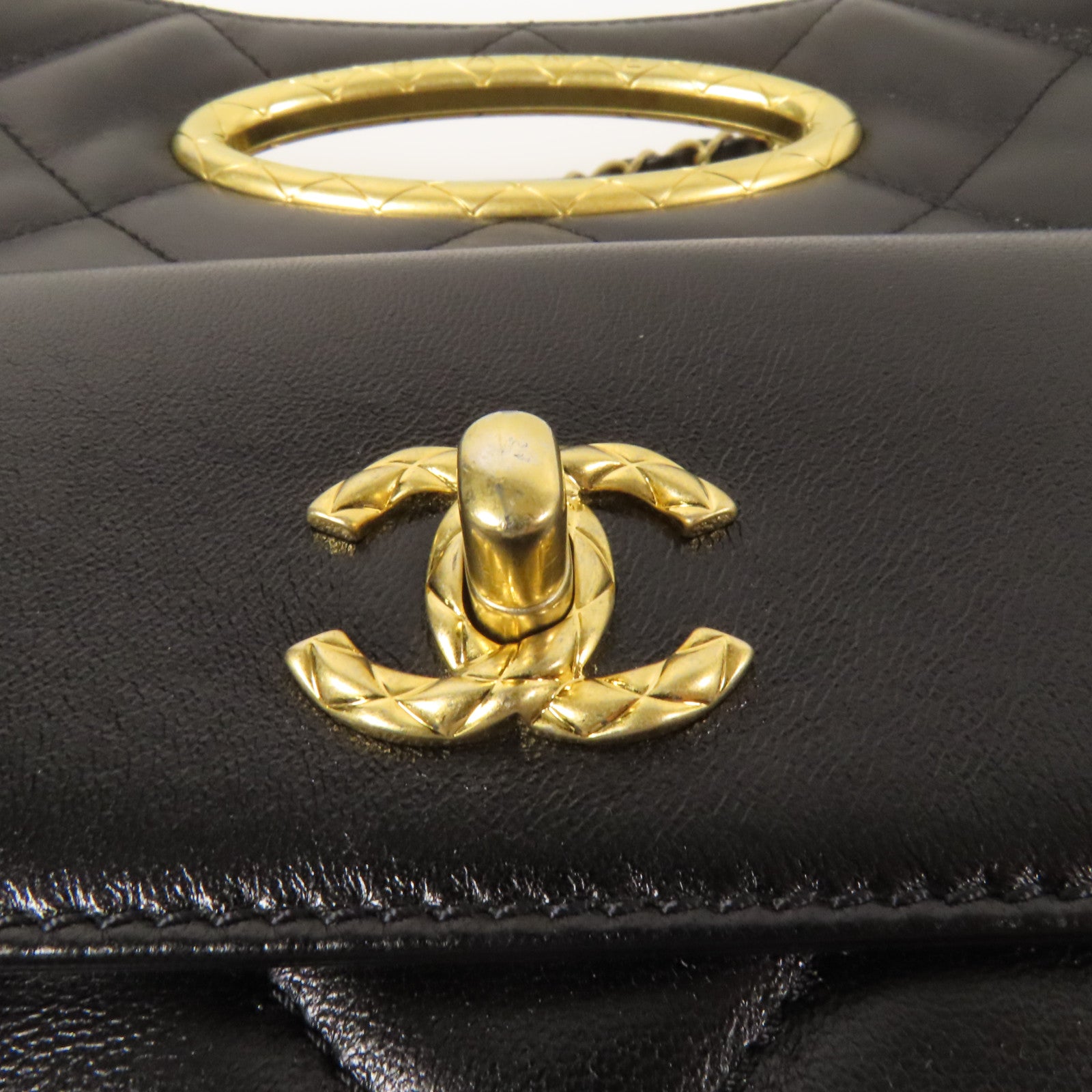 CHANEL 皮革Chain Shoulder金扣手挽肩背兩用袋