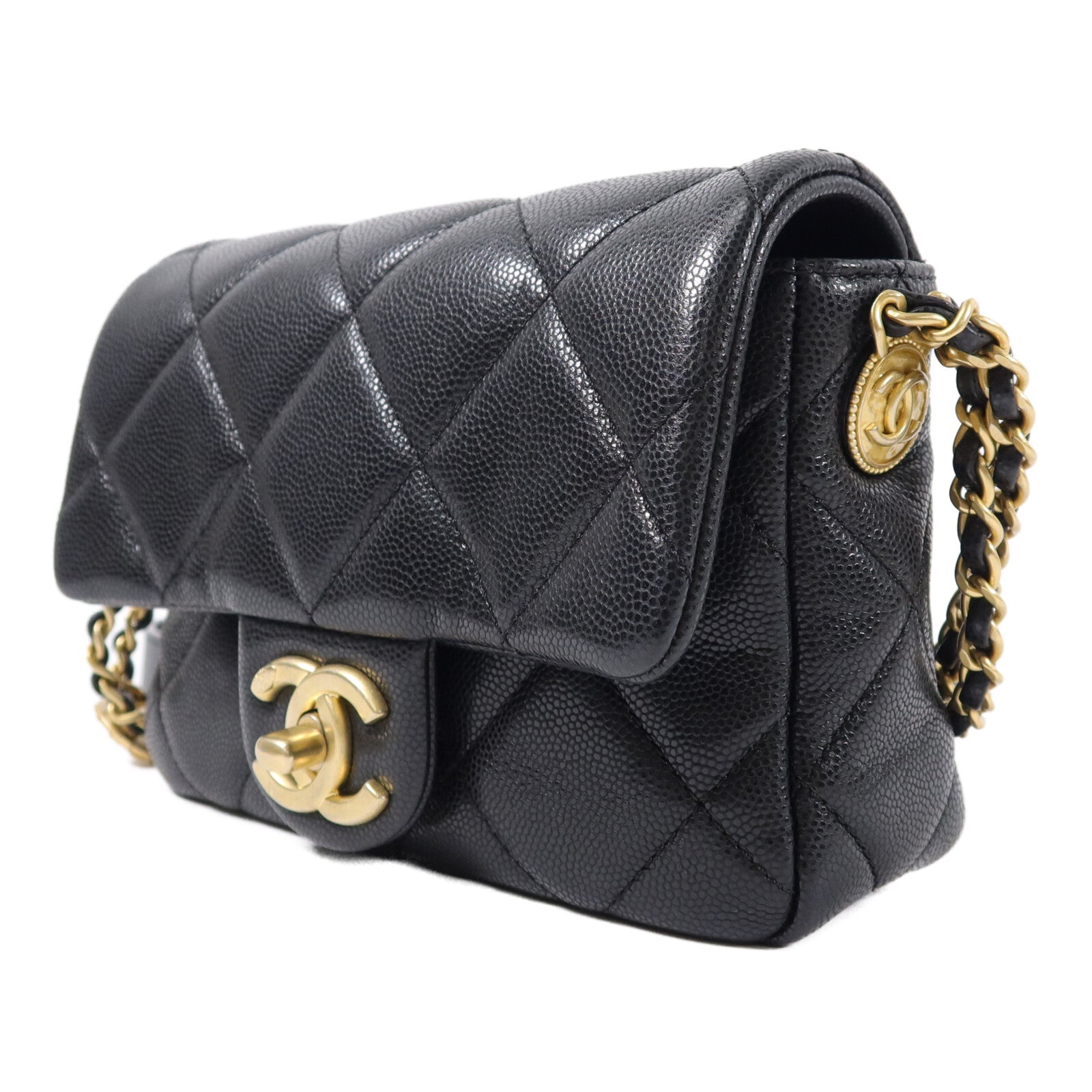 CHANEL 牛皮皮革Mini Flap 17cm鏈帶肩背袋