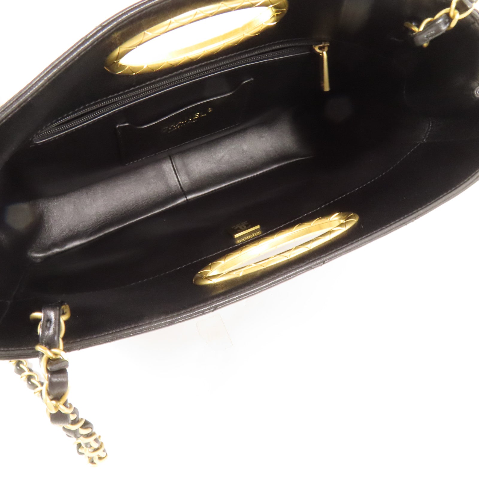 CHANEL 皮革Chain Shoulder金扣手挽肩背兩用袋