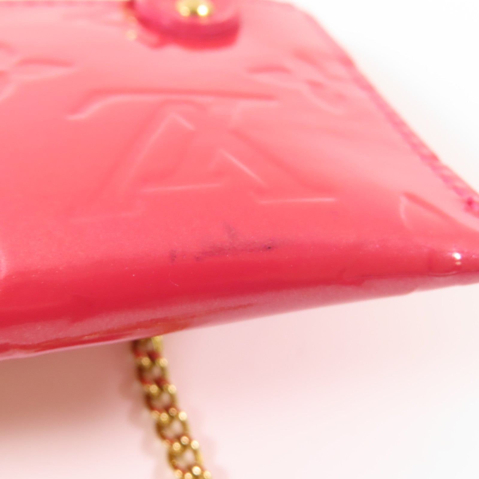 LOUIS VUITTON Vernis Card Case金扣卡片套粉紅色