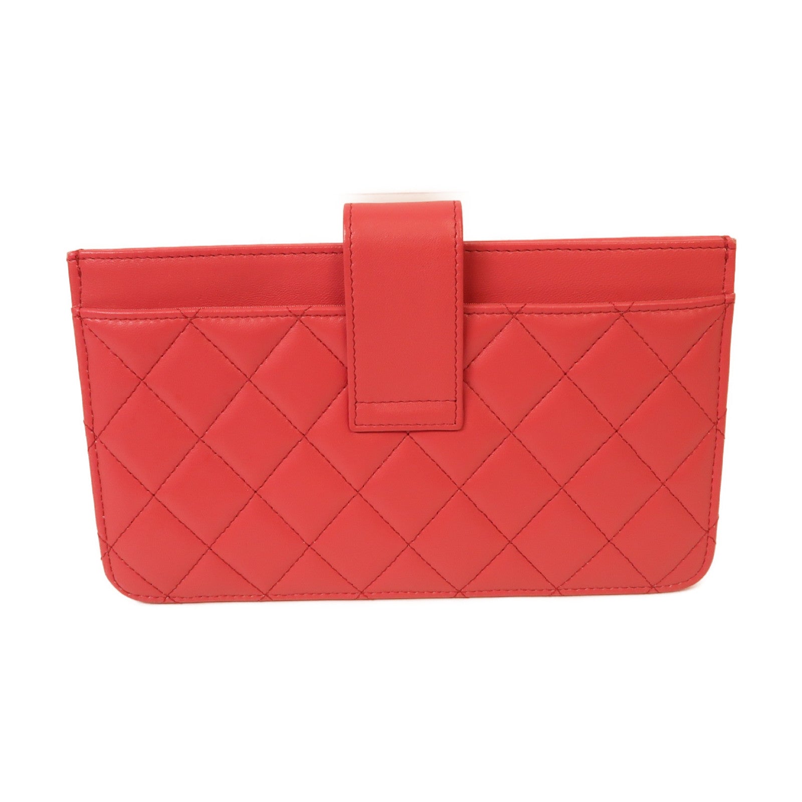 CHANEL 【激減優惠】菱格羊皮皮革Clutch Bag銀扣手拿包粉紅色