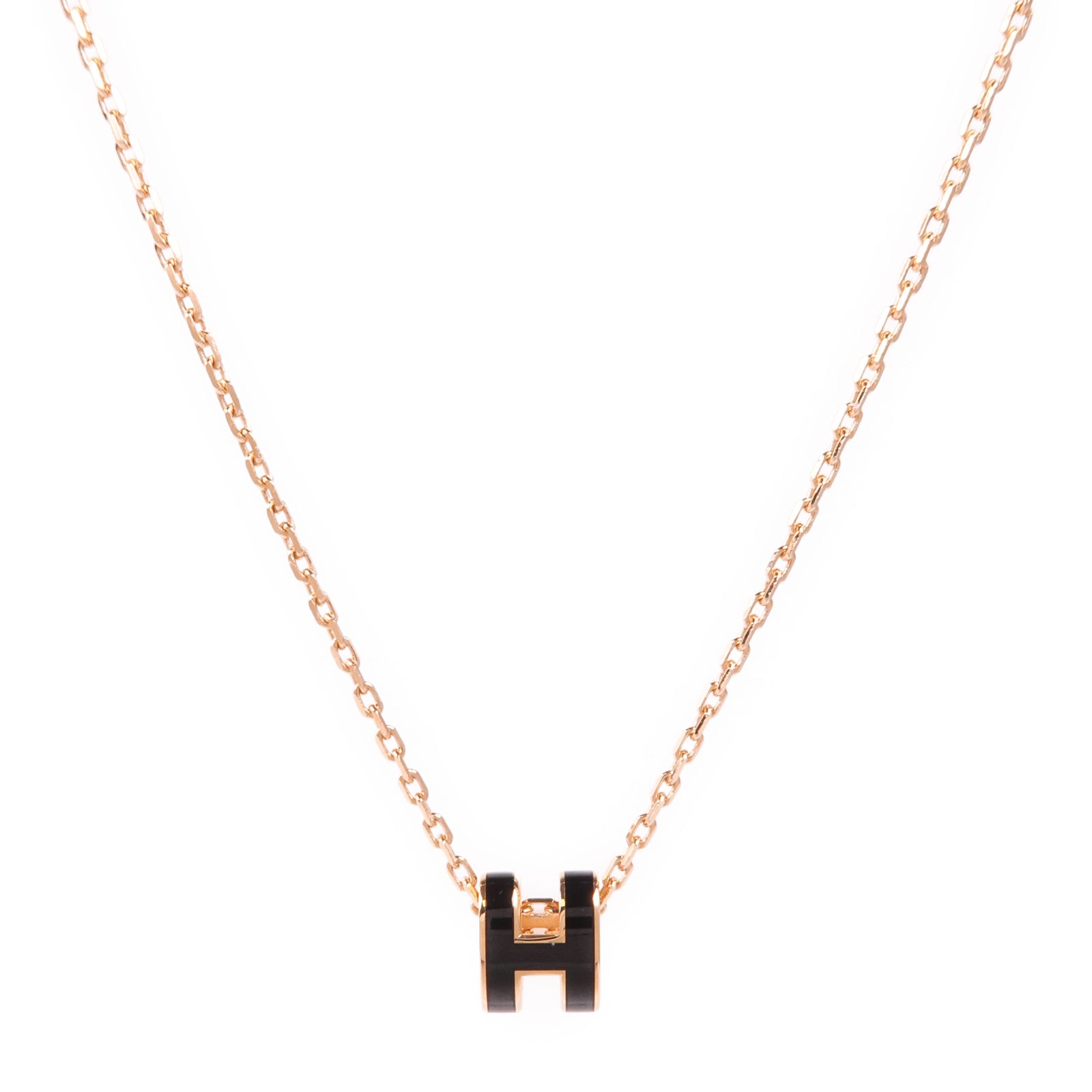HERMES 金屬Mini Pop H Pendant項鍊Noir