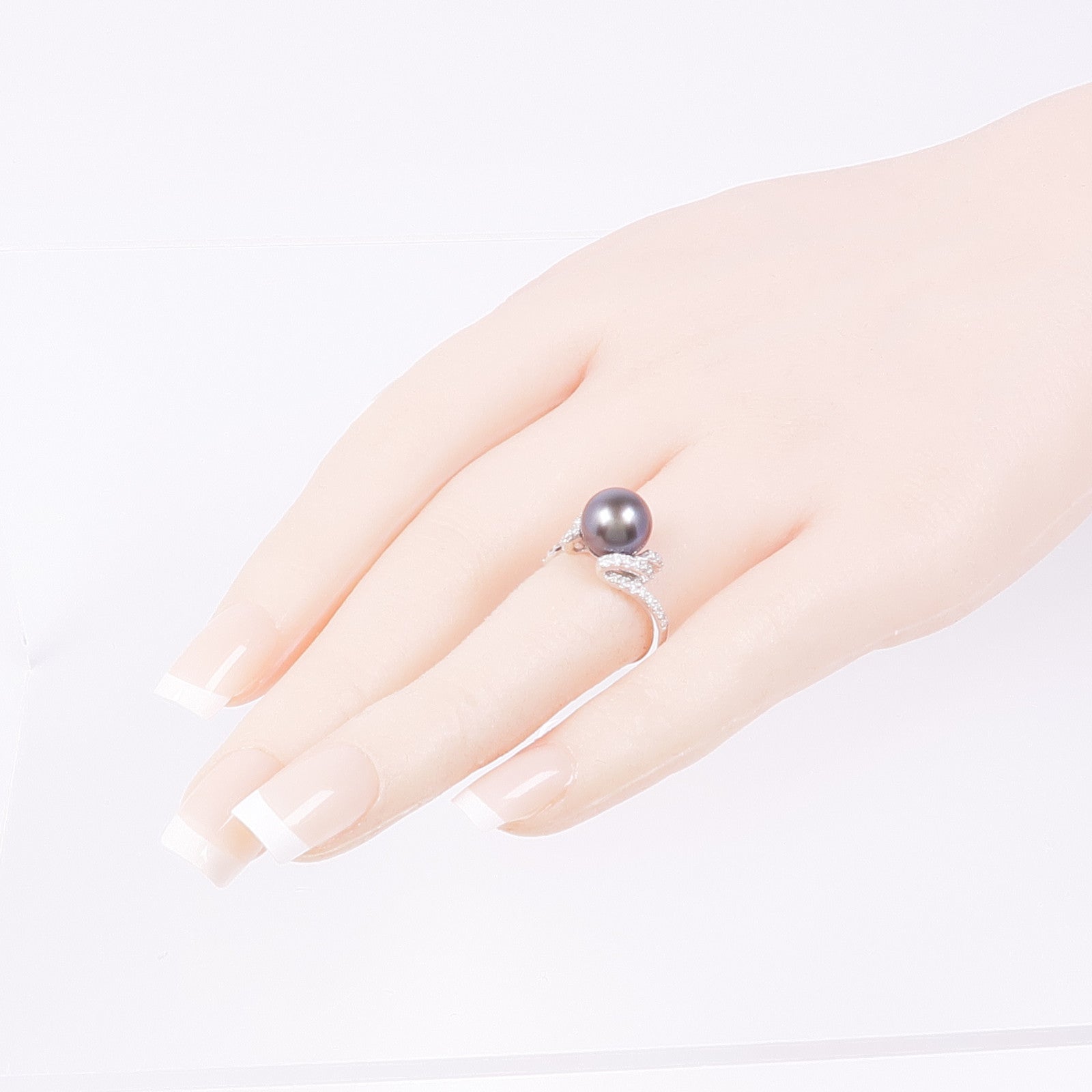 JEWELRY 18K白金Pearl Ring珍珠/鑽石戒指US#6