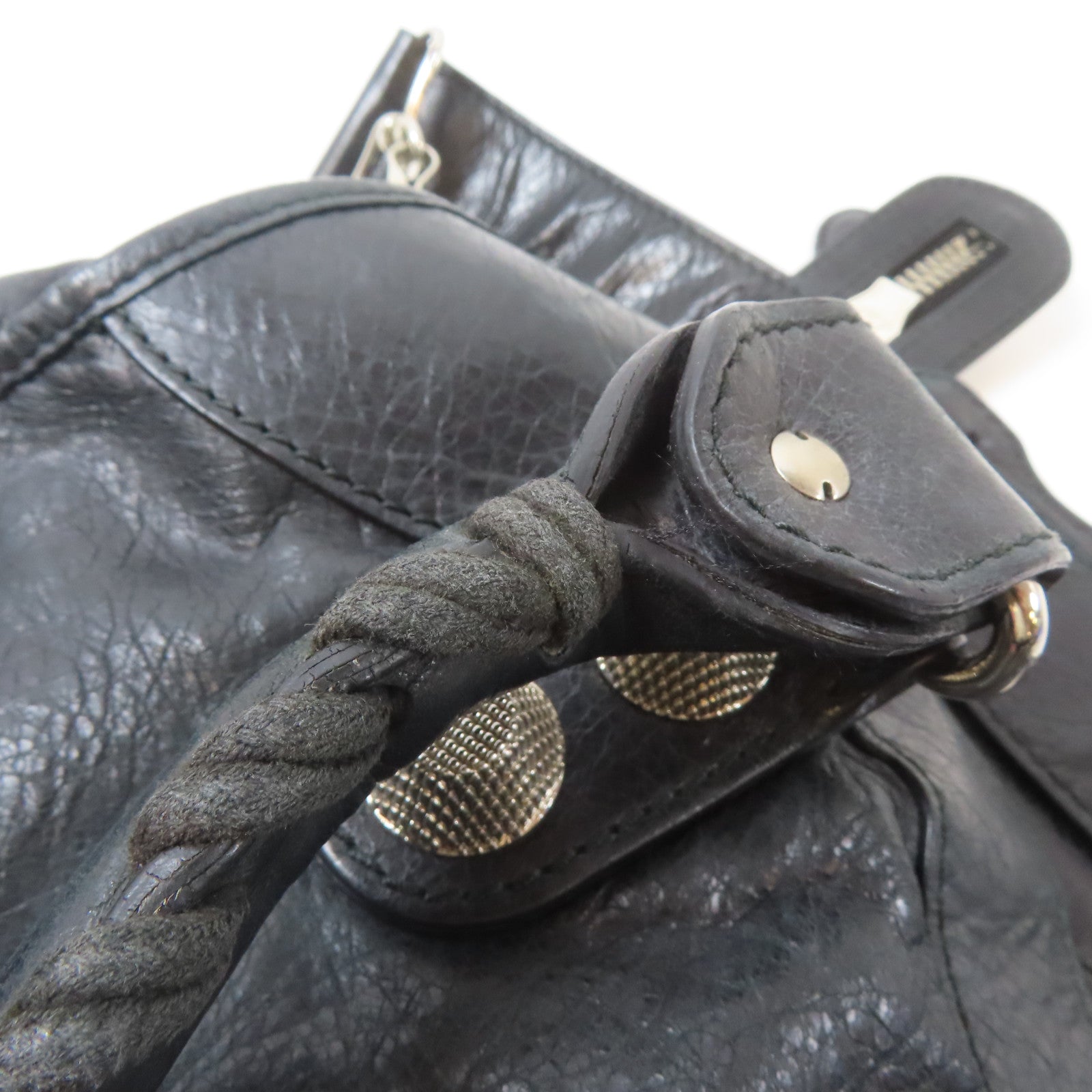 BALENCIAGA 皮革City銀扣手挽肩背兩用袋黑色