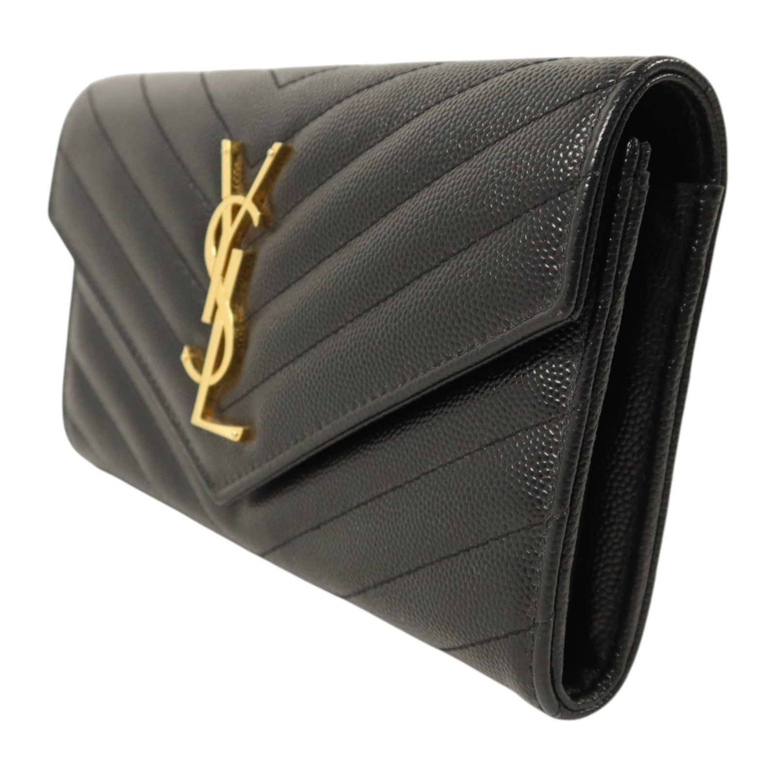 SAINT LAURENT 牛皮Cassandre Matelasse Long Wallet金扣長錢包