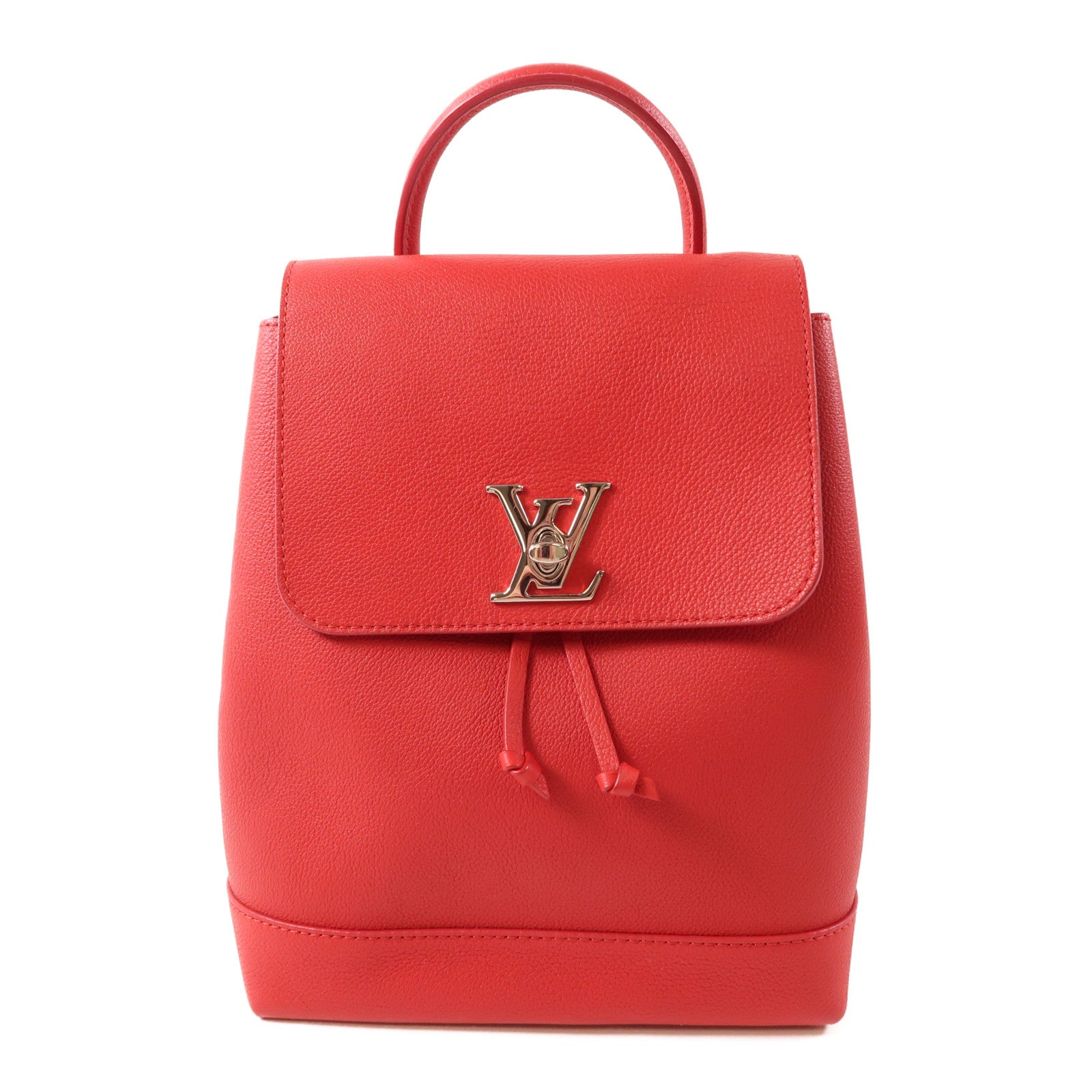LOUIS VUITTON 牛皮皮革Lockme Backpack銀扣背包紅色
