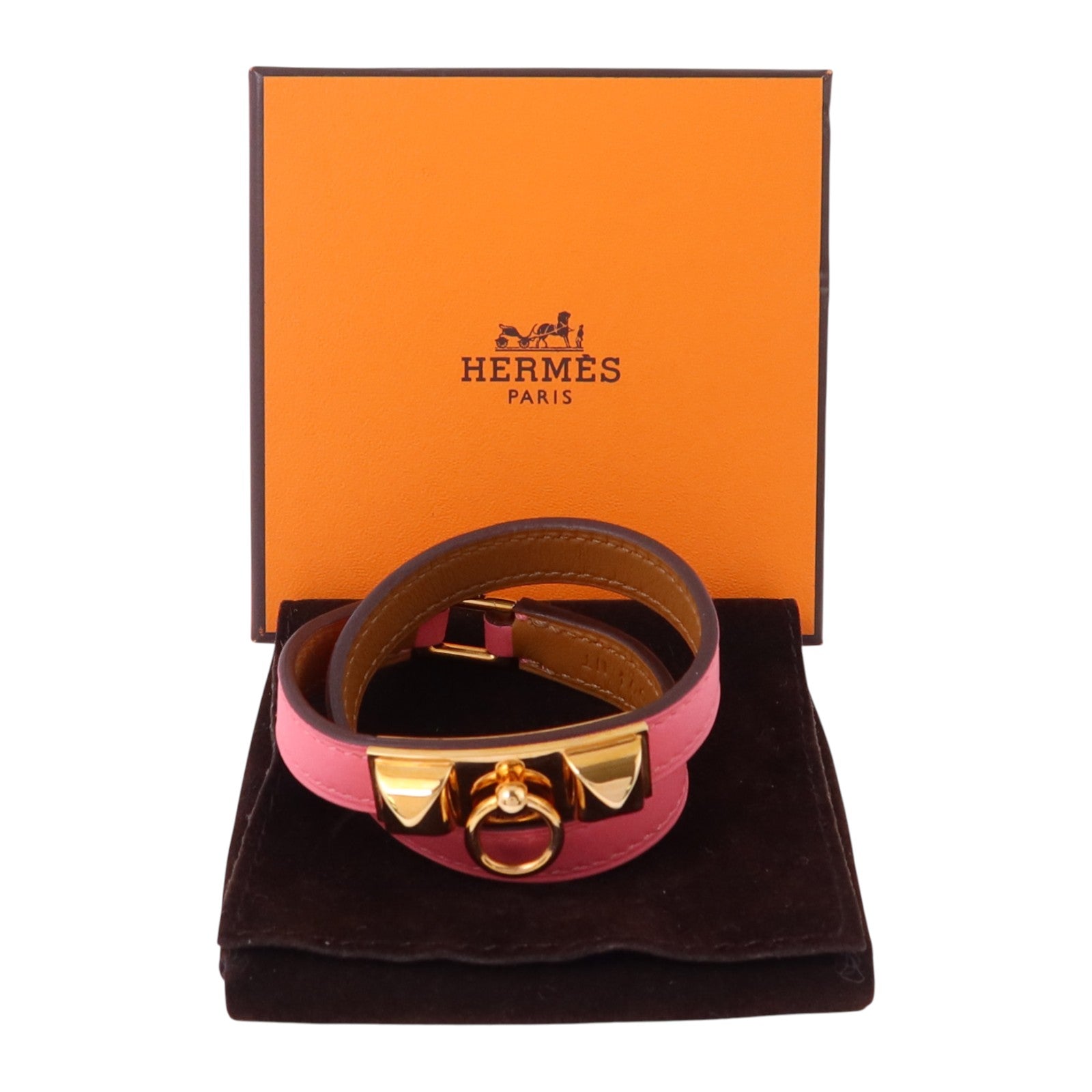 HERMES 【激減優惠】Swift皮革Rivale Double Tour Bracelet金扣手鏈