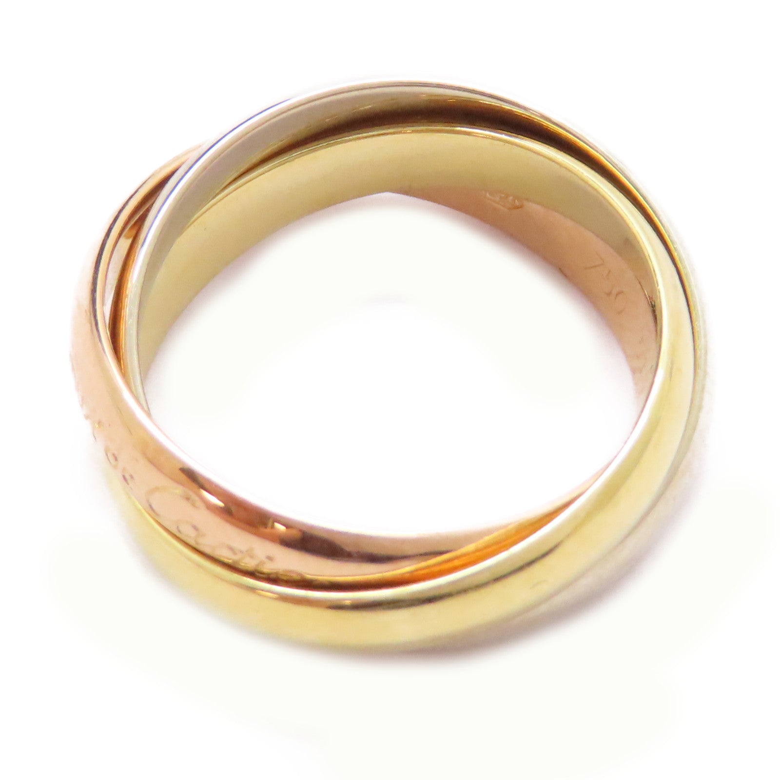 CARTIER 18K黃金/白金/玫瑰金Trinity Ring戒指US#5.75/Cartier#51