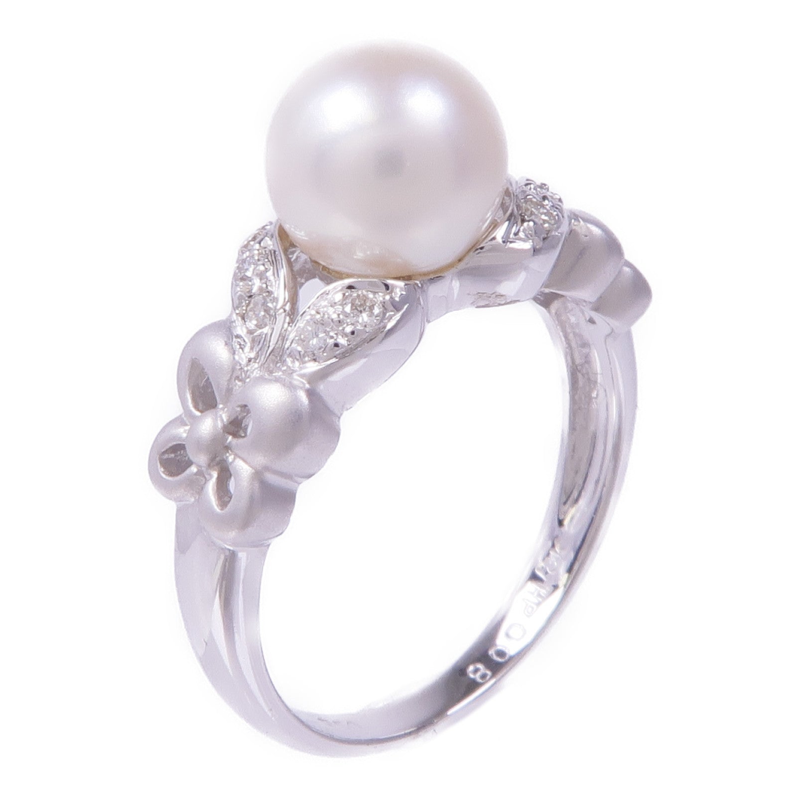 JEWELRY 18K白金Pearl Diamond Ring珍珠/鑽石戒指US#5.5