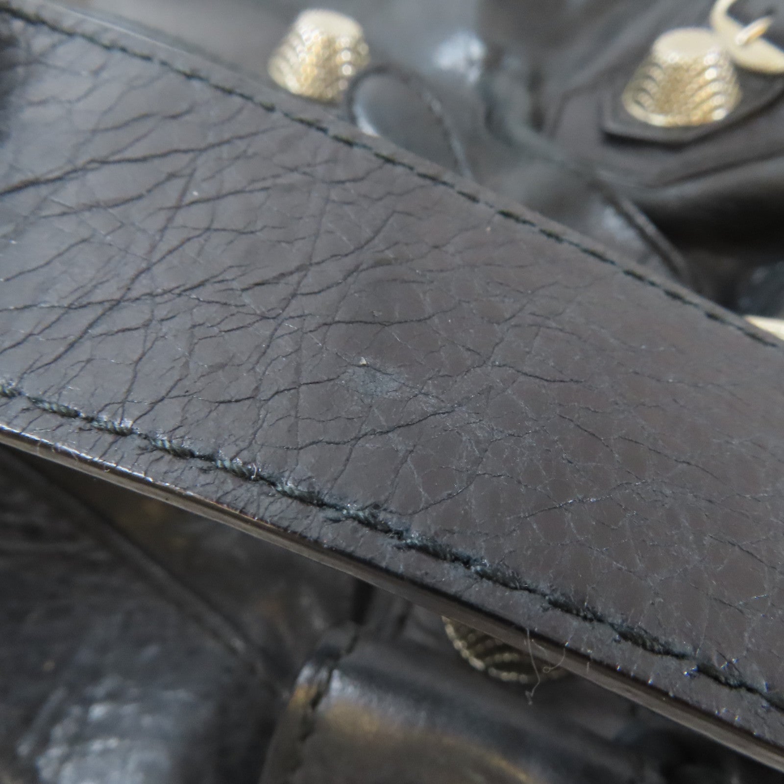 BALENCIAGA 皮革City銀扣手挽肩背兩用袋黑色