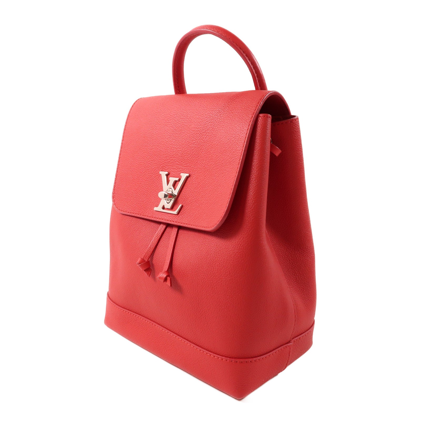 LOUIS VUITTON 牛皮皮革Lockme Backpack銀扣背包紅色