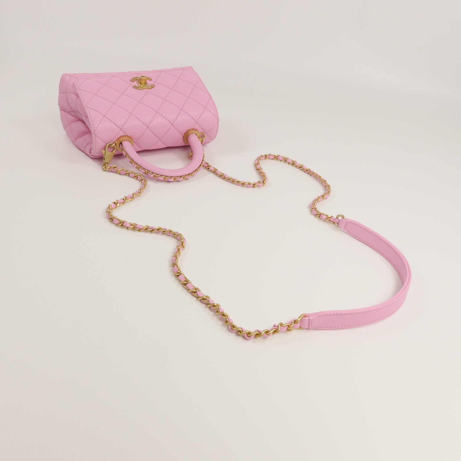 CHANEL 牛皮皮革Mini Coco Handle金扣手挽肩背兩用袋