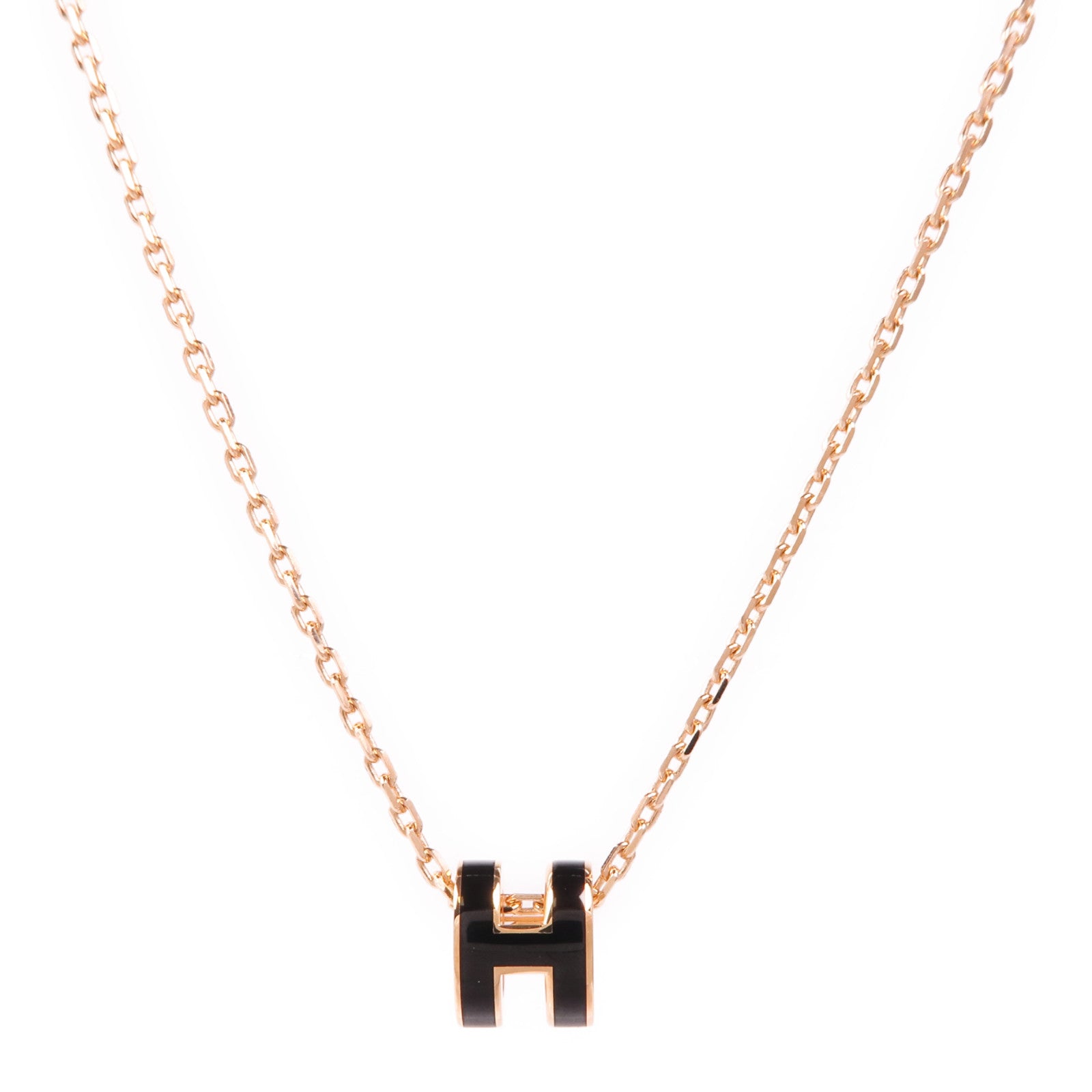 HERMES 金屬Mini Pop H Pendant項鍊Noir