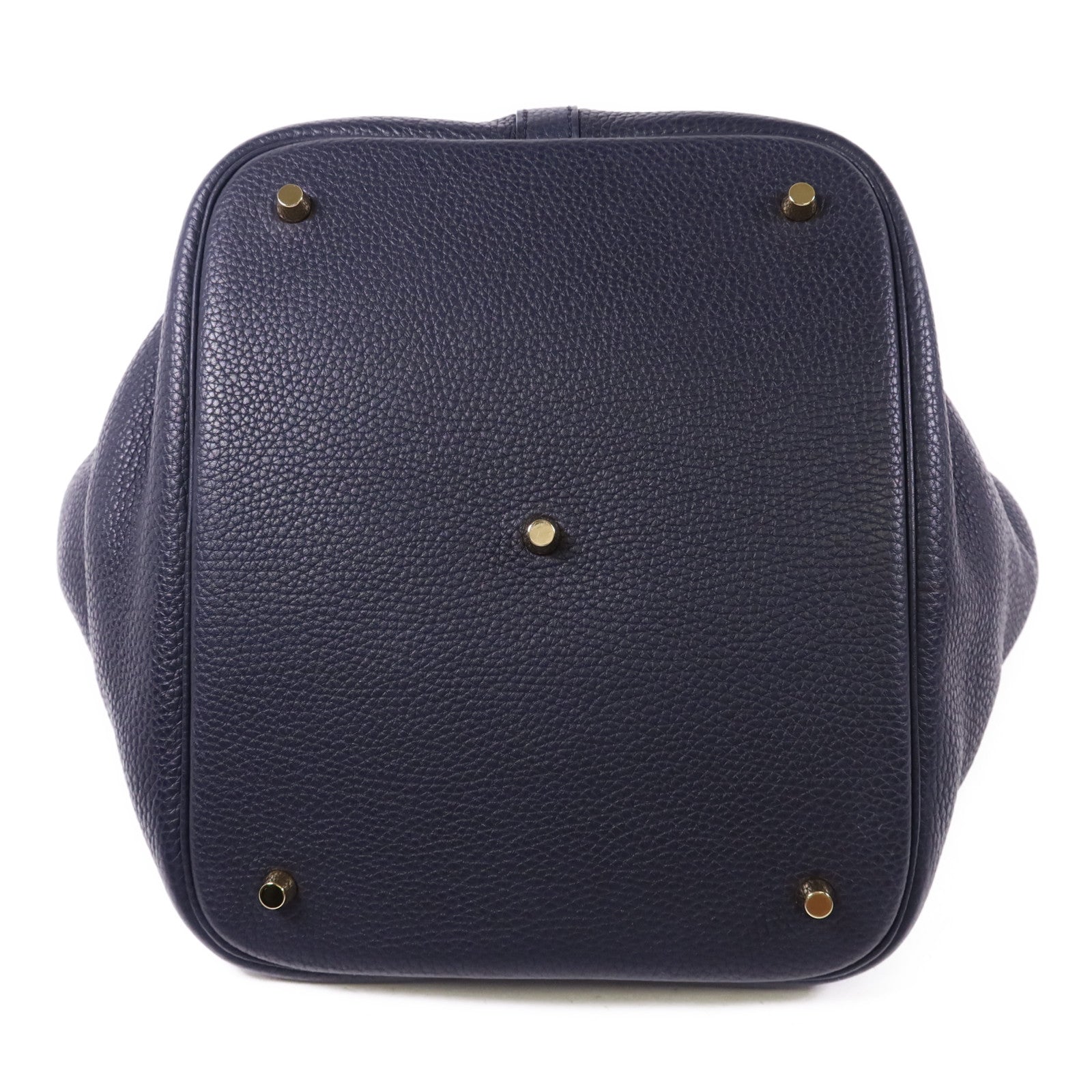 HERMES Clemence皮革Picotin GM金扣手挽袋Bleu Indigo/Orange