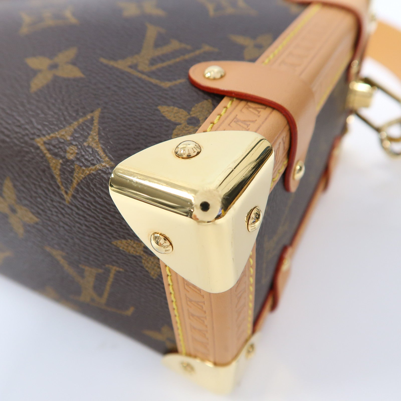 LOUIS VUITTON Monogram Side Trunk MM金扣手挽肩背兩用袋啡色