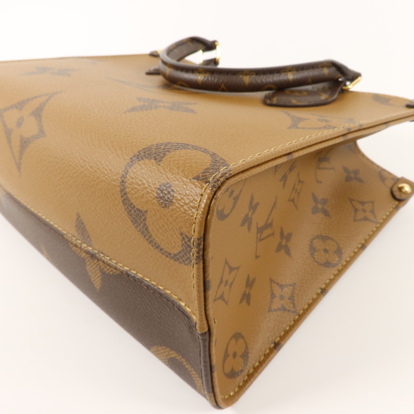 LOUIS VUITTON Monogram Giant OnTheGo PM金扣手挽肩背兩用袋棕色