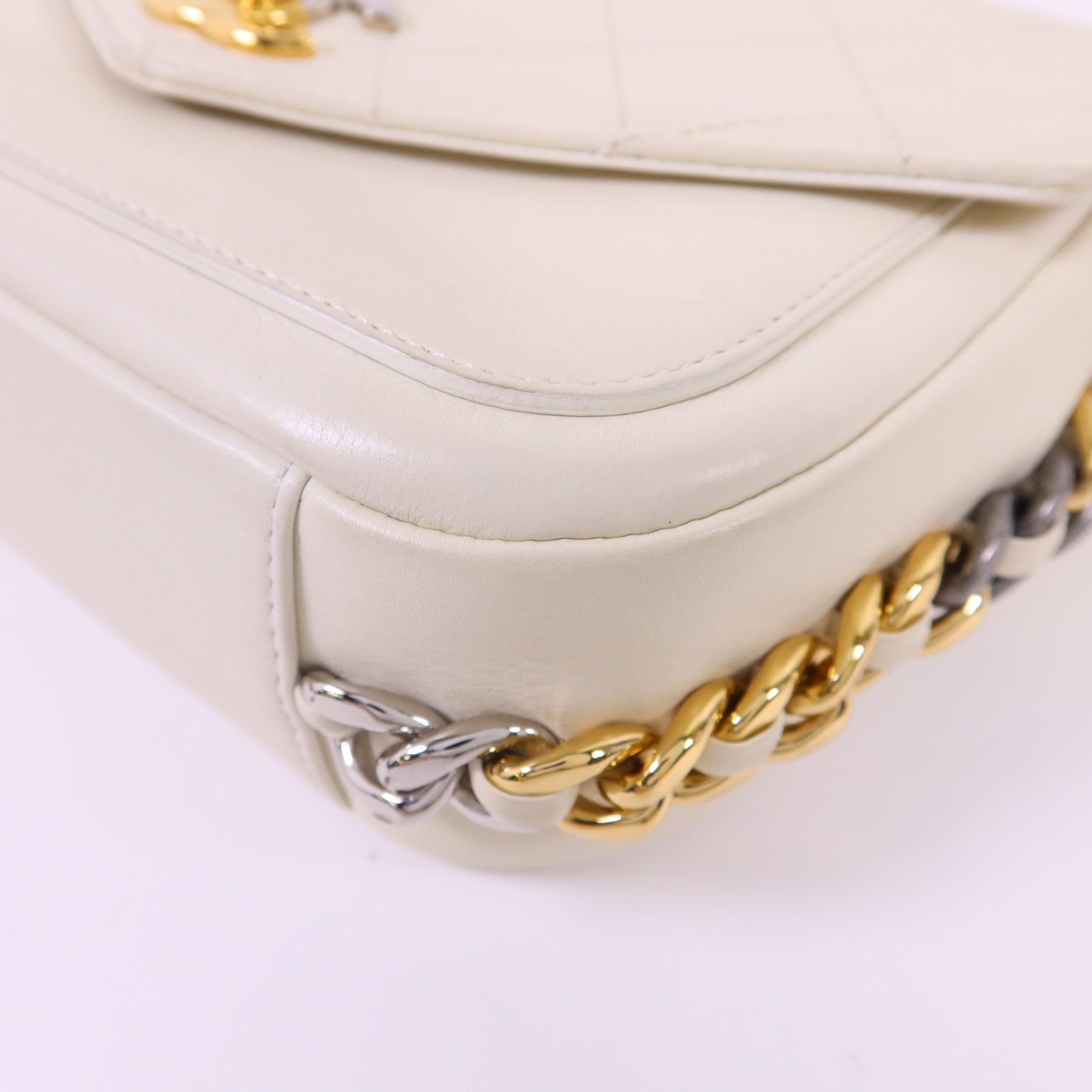 CHANEL 牛皮皮革Chain Shoulder銀扣鏈帶肩背袋