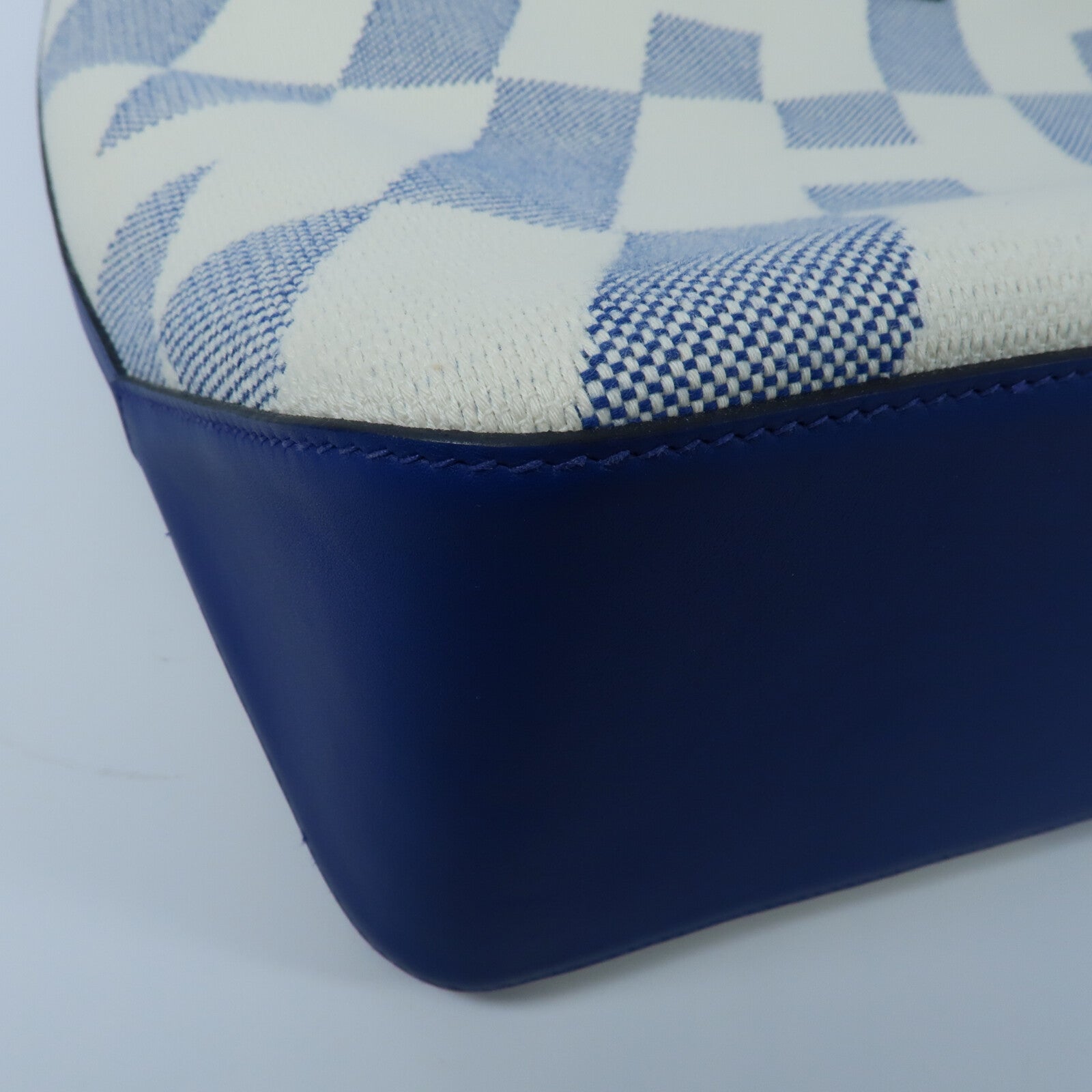 HERMES 帆布/Swift皮革Cabas H En Biais GM手挽袋Bleu France