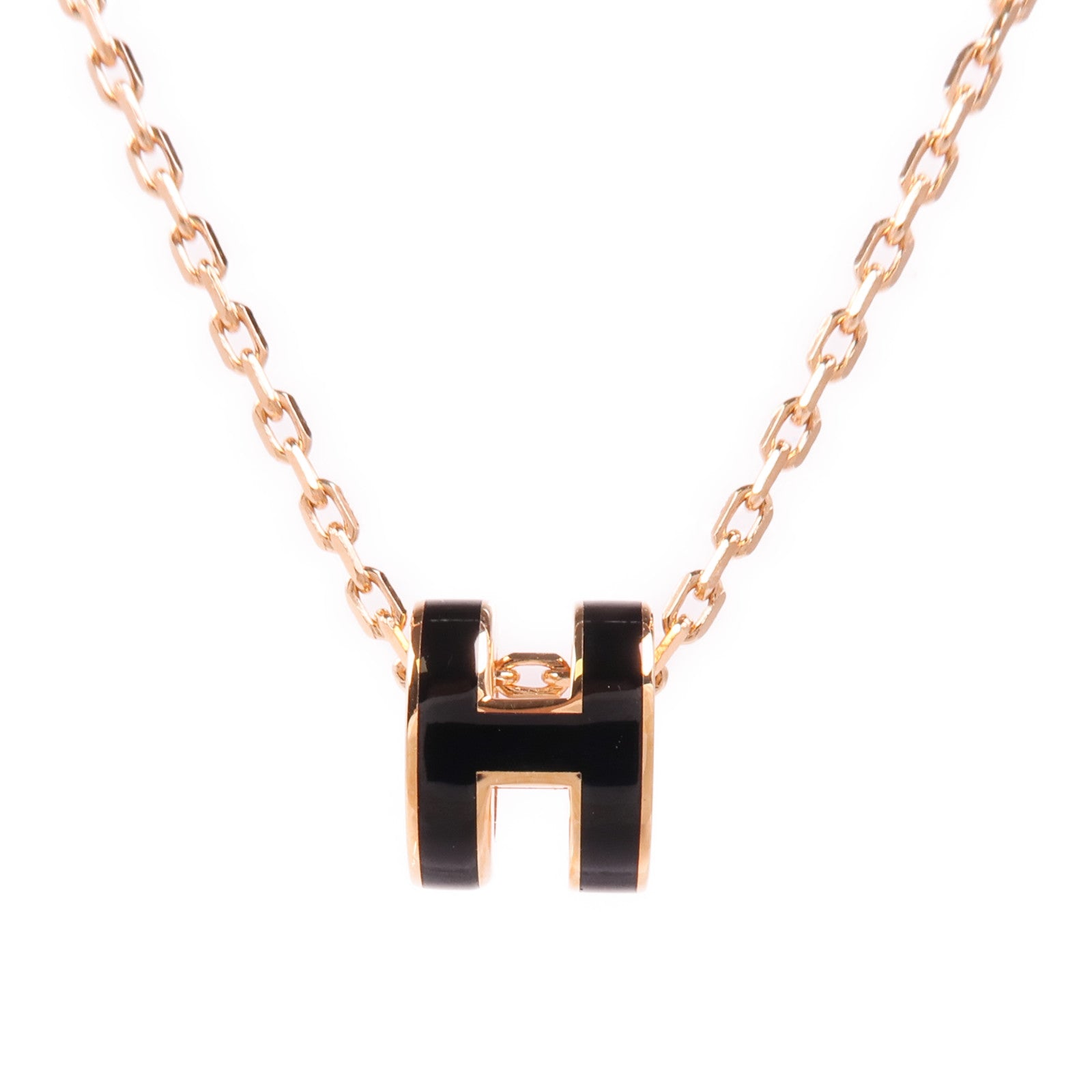 HERMES 金屬Mini Pop H Pendant項鍊Noir
