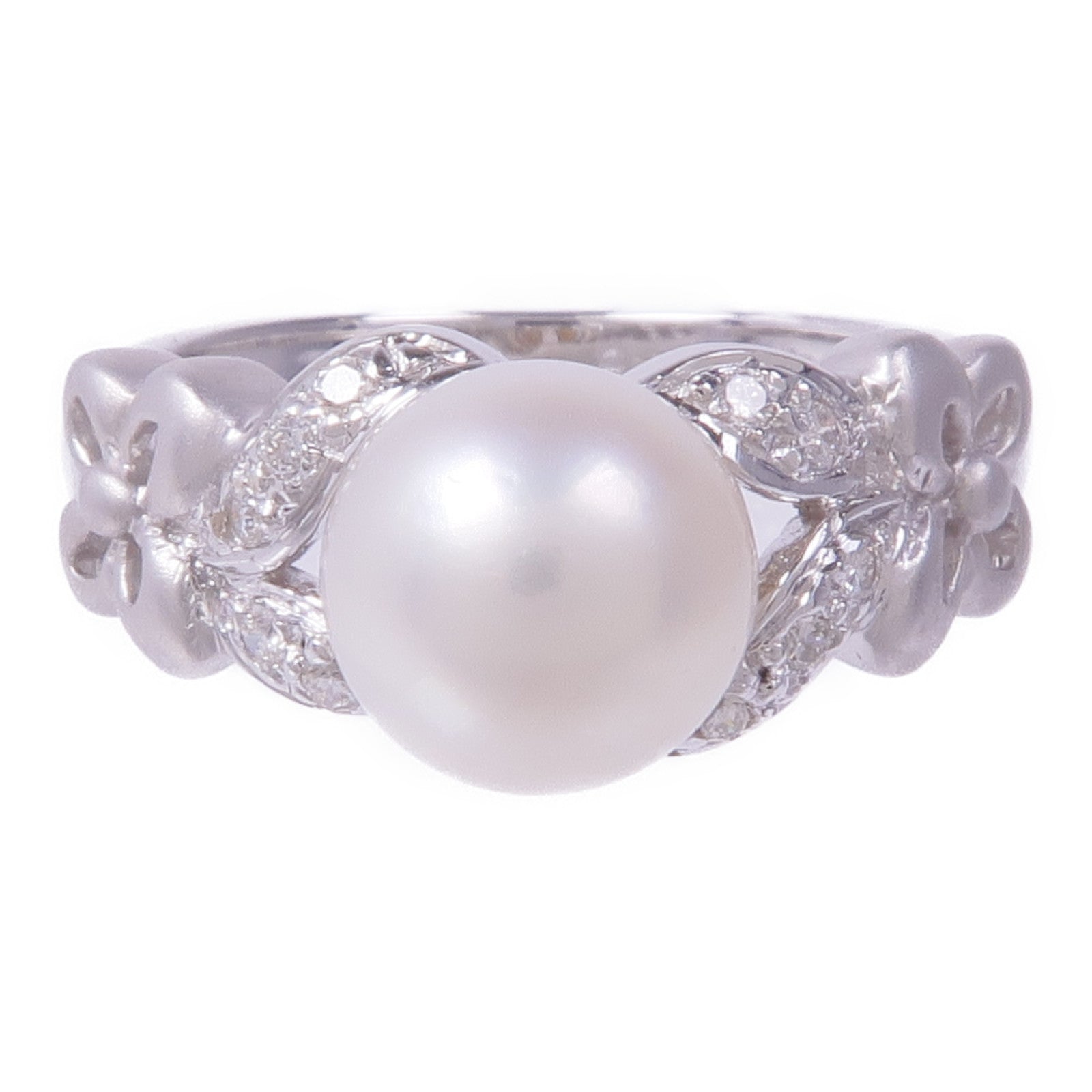 JEWELRY 18K白金Pearl Diamond Ring珍珠/鑽石戒指US#5.5