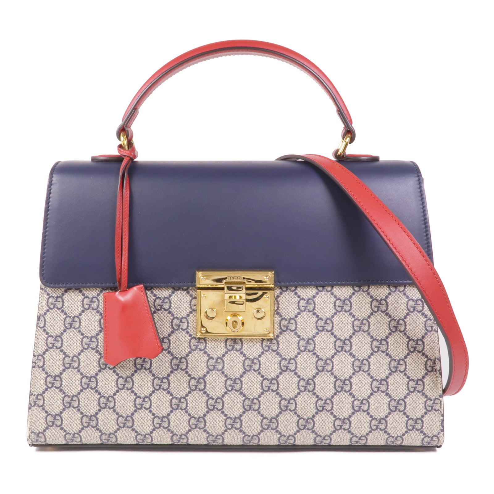 GUCCI 塗層帆布/皮革2 Way Shoulder金扣手挽肩背兩用袋