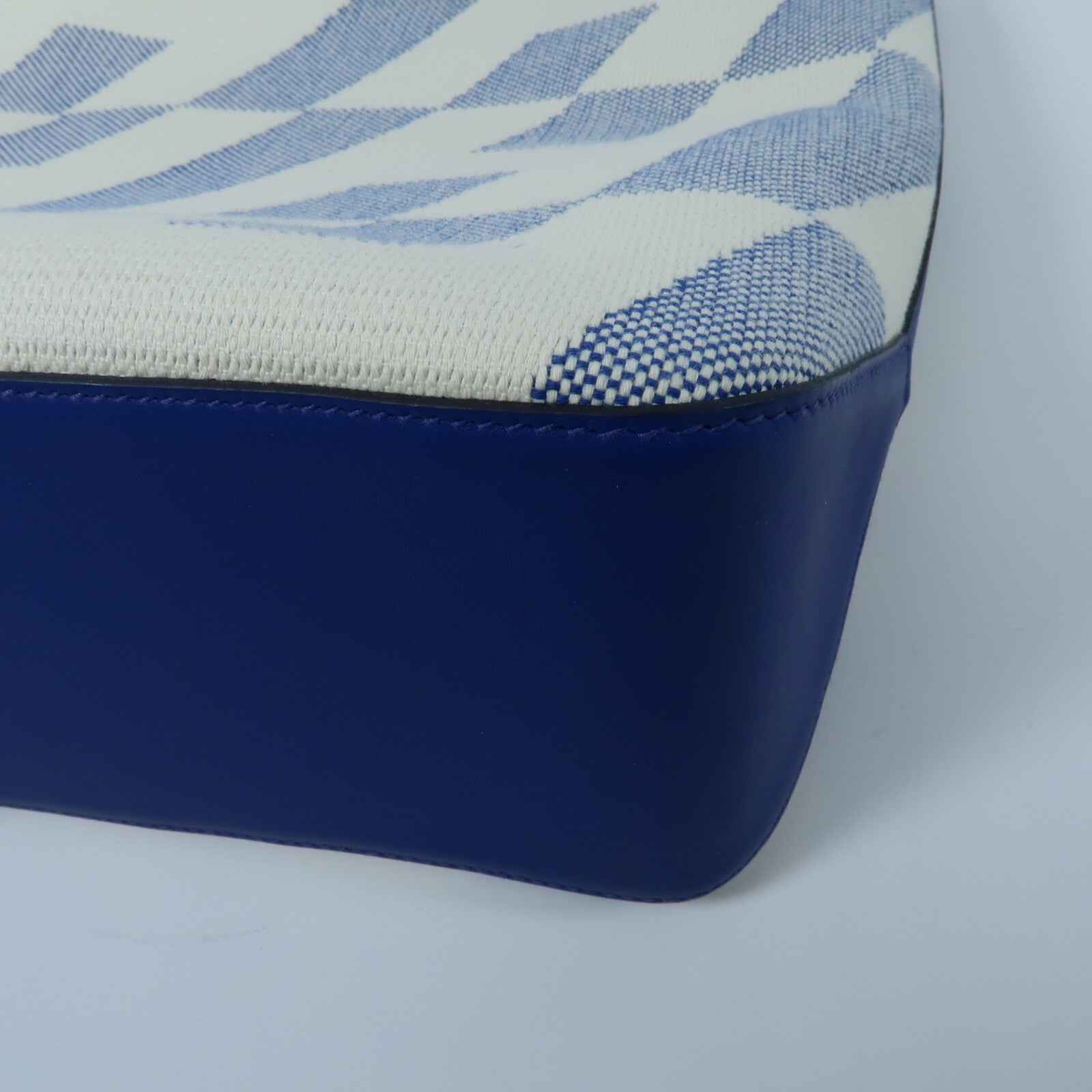 HERMES 帆布/Swift皮革Cabas H En Biais GM手挽袋Bleu France