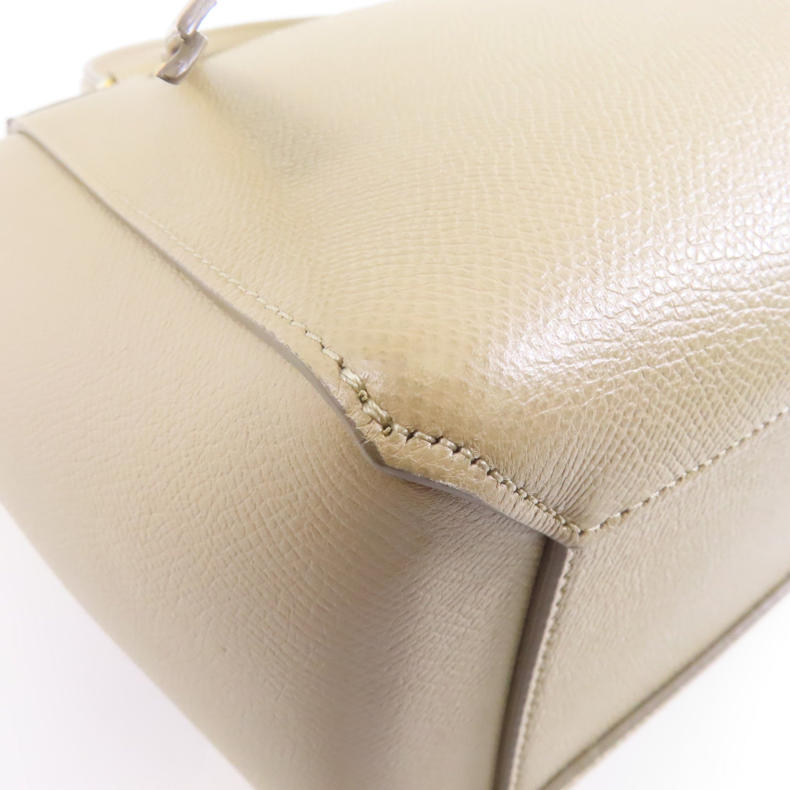 CELINE 牛皮皮革2 Way Shoulder金扣手挽肩背兩用袋米色