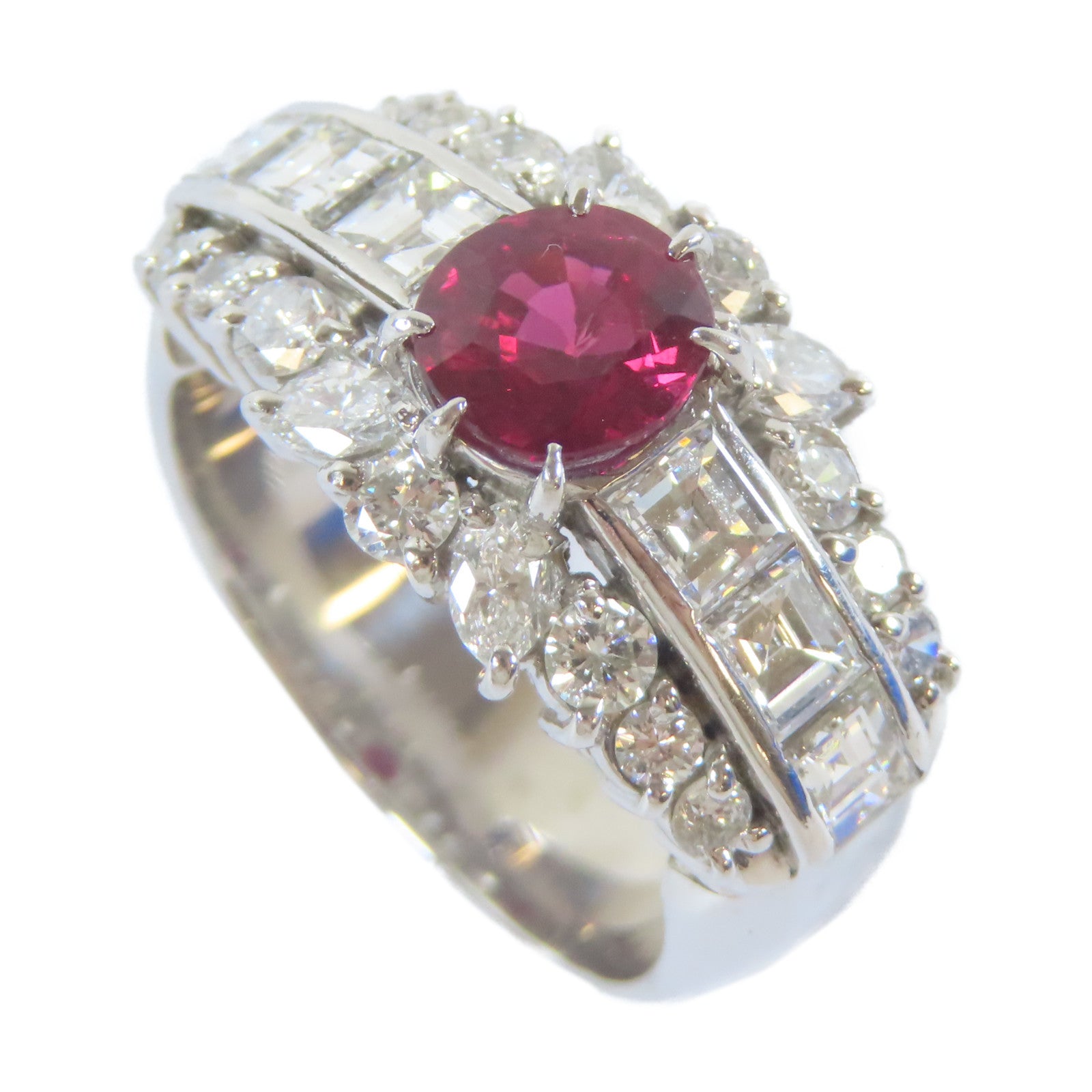 JEWELRY 【激減優惠】PT900白金Ruby Ring12.90g紅寶石戒指US#6.5