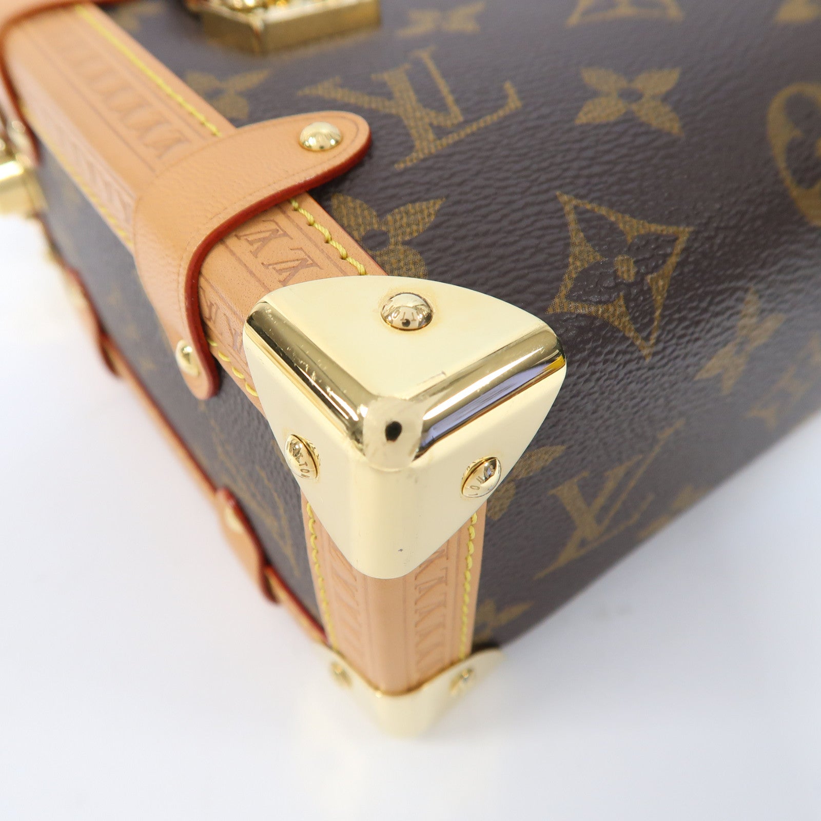 LOUIS VUITTON Monogram Side Trunk MM金扣手挽肩背兩用袋啡色