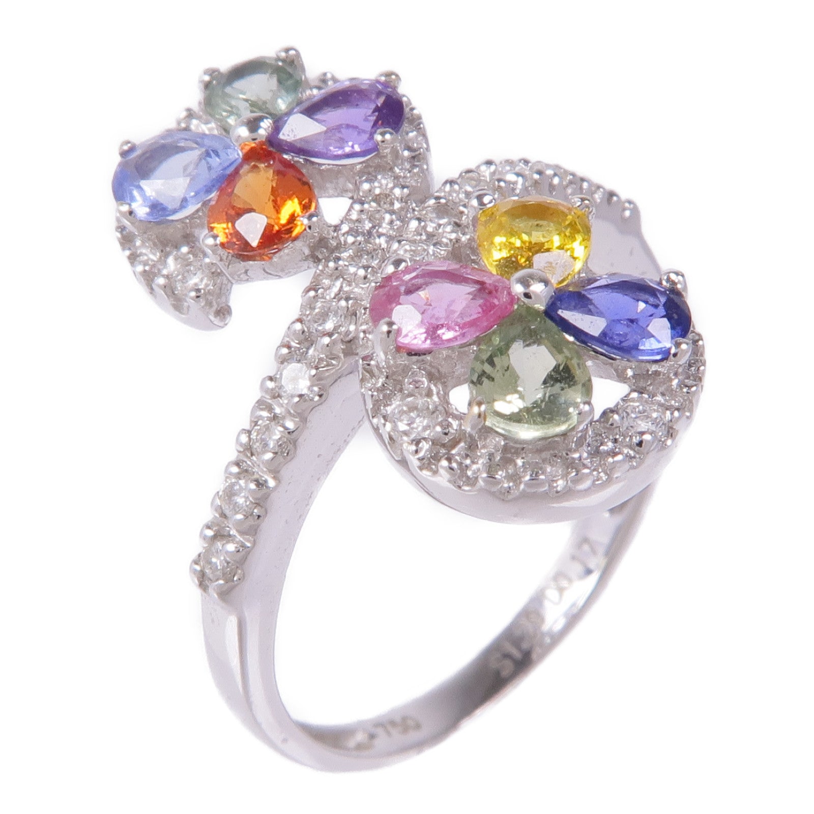 JEWELRY Sapphire Diamond Ring Accessories US#5.75 18K White Gold