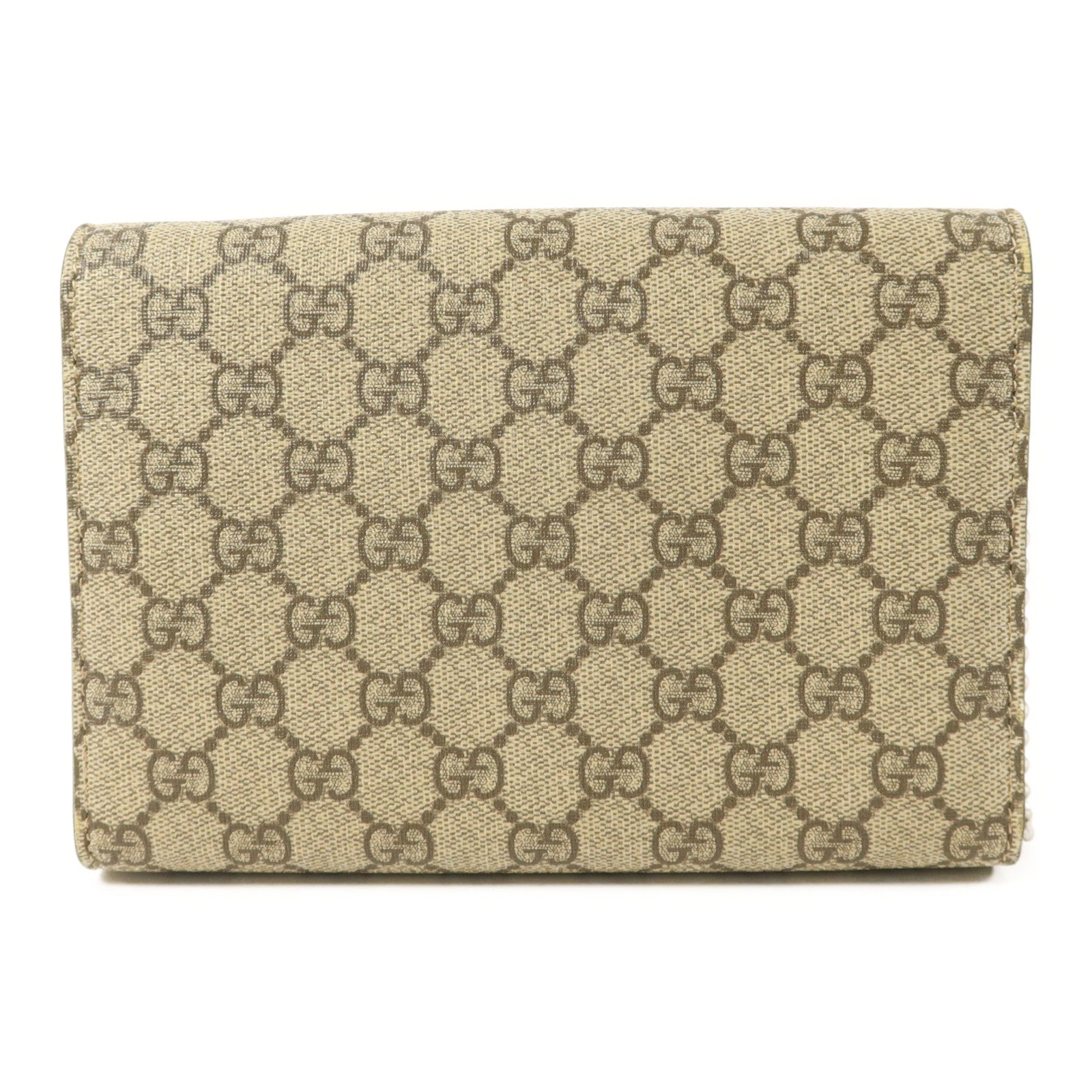 GUCCI 塗層帆布Dionysus GG銀扣鏈帶肩背袋