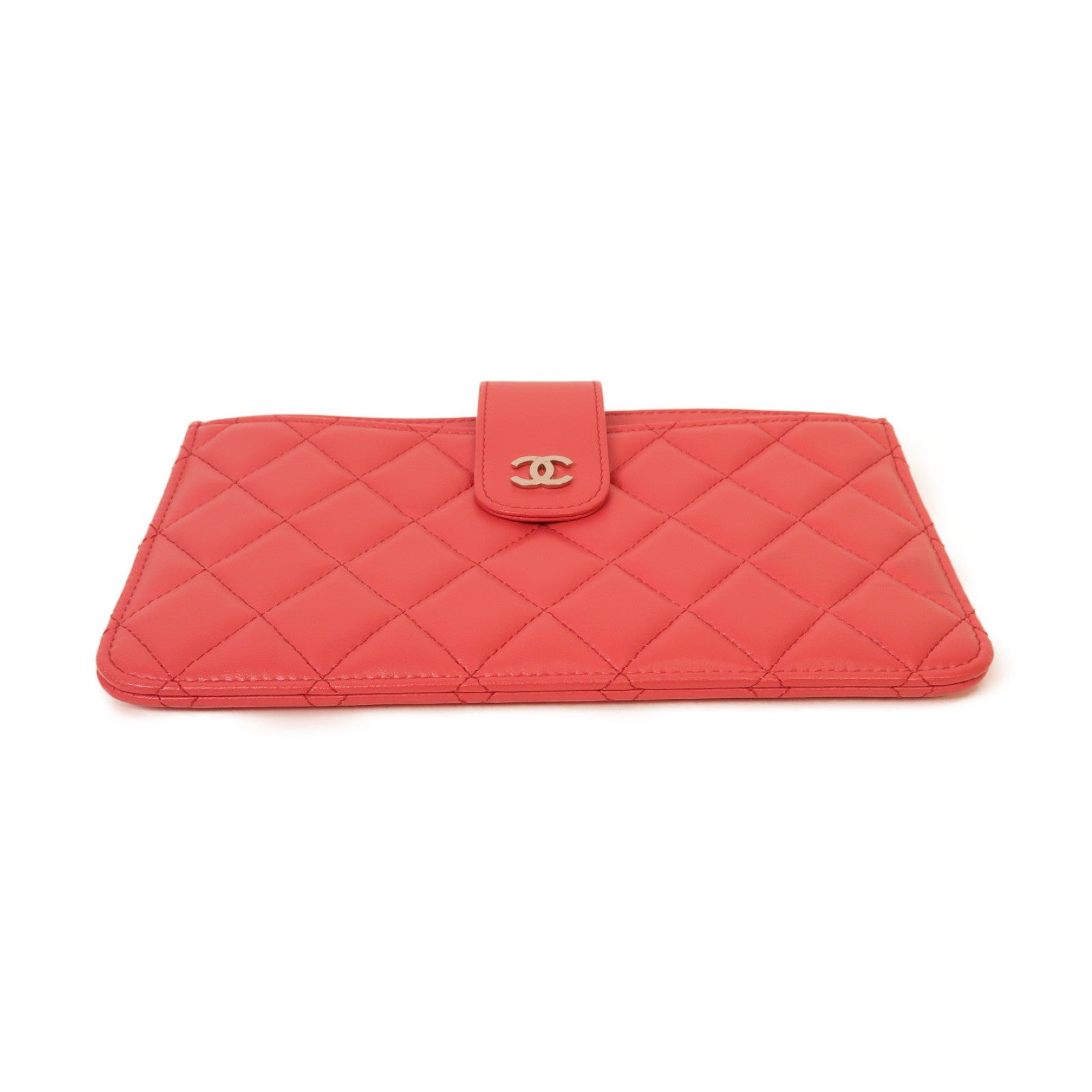 CHANEL 【激減優惠】菱格羊皮皮革Clutch Bag銀扣手拿包粉紅色
